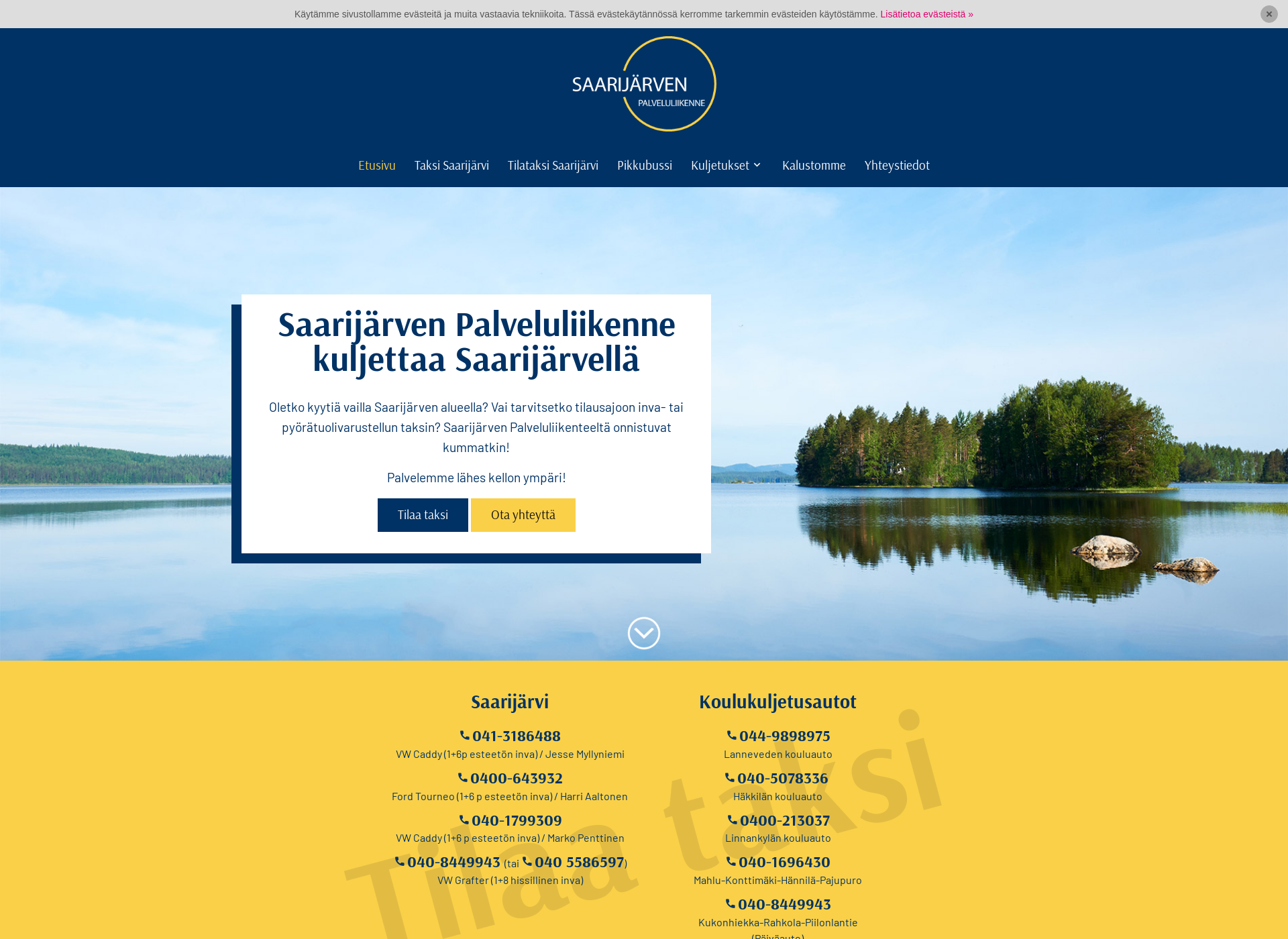 Skärmdump för saarijarvenpalveluliikenne.fi