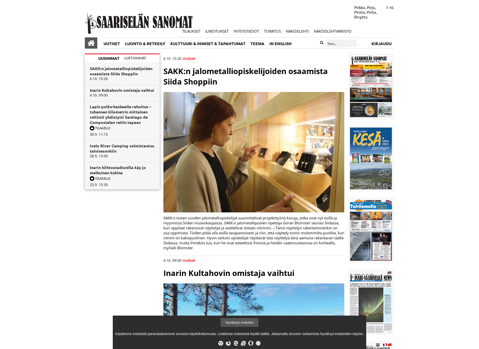 Screenshot for saariselansanomat.fi