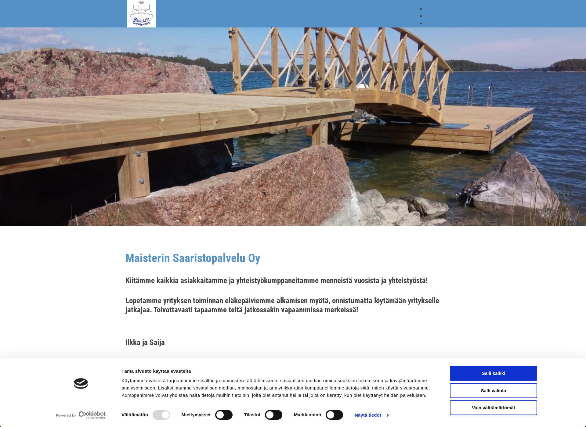 Skärmdump för saaristomaisteri.fi