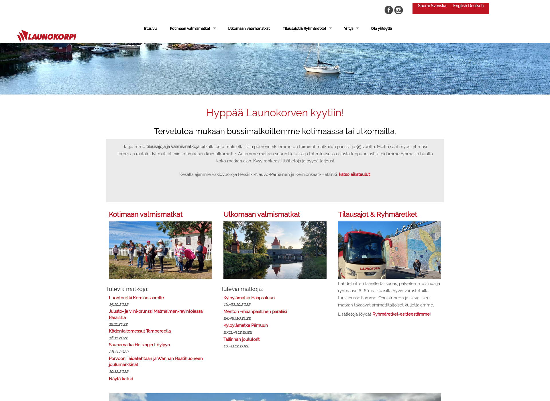 Screenshot for saaristomatkat.fi
