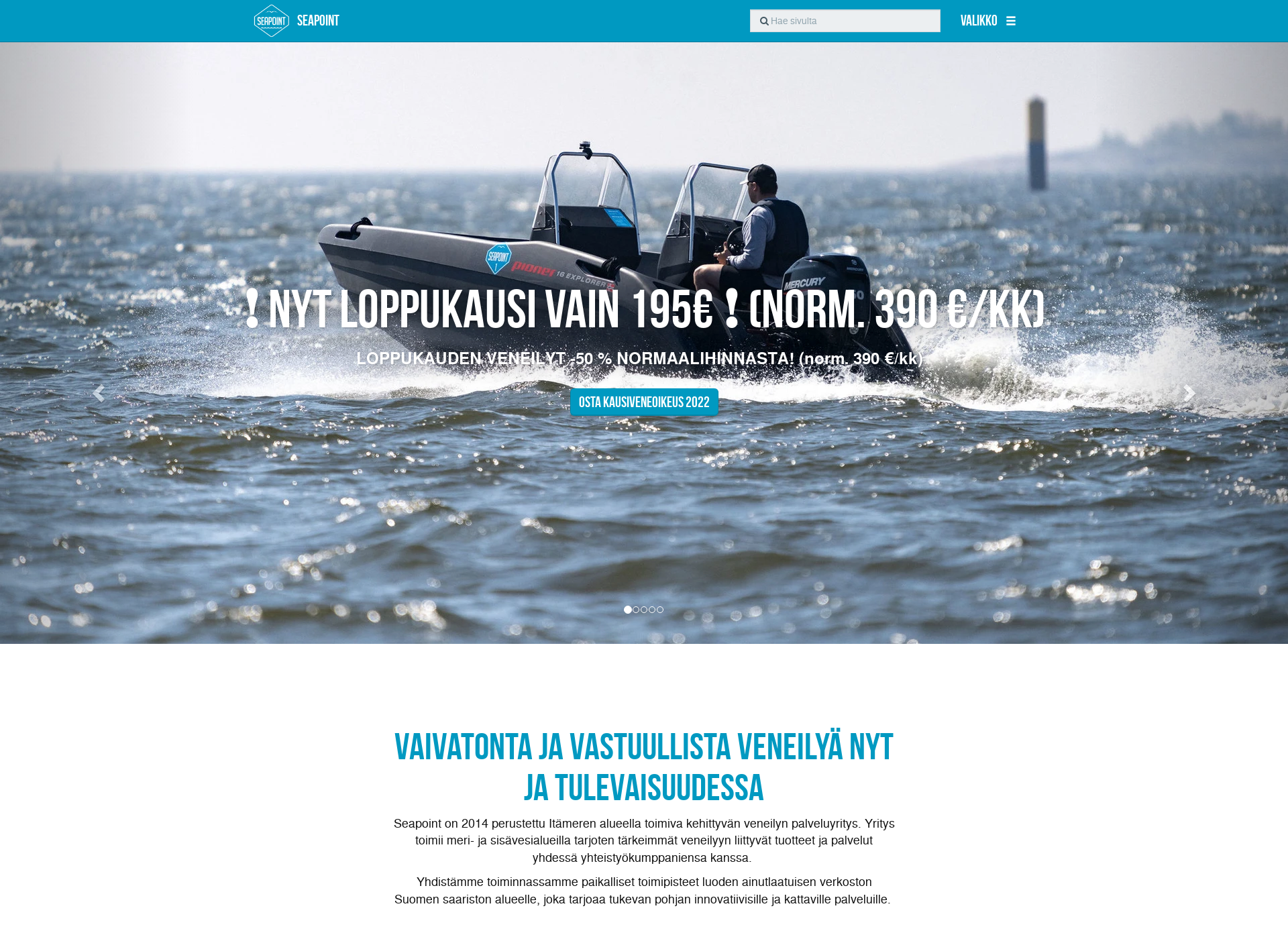 Skärmdump för saaristonsatamat.fi