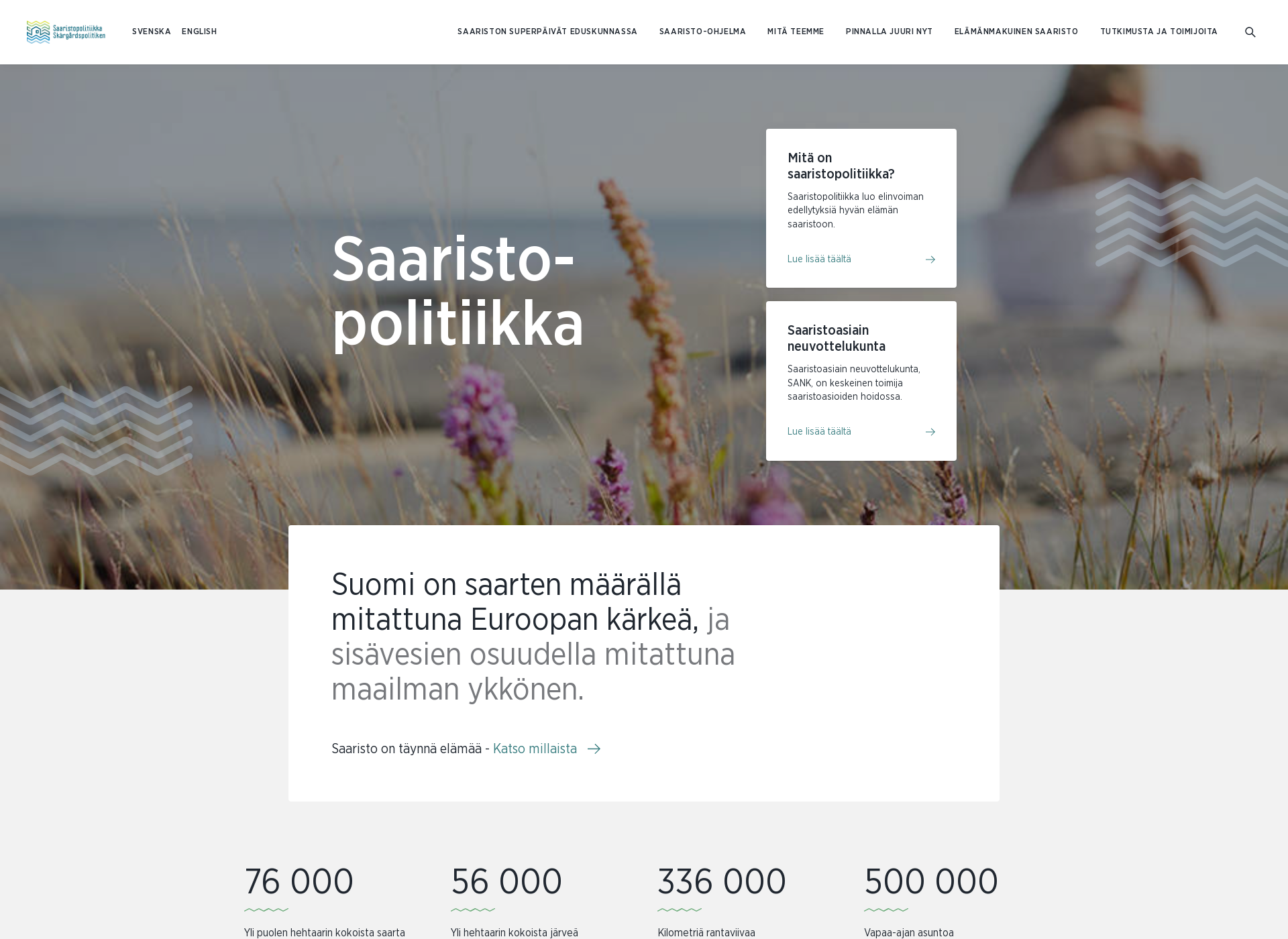 Skärmdump för saaristopolitiikka.fi