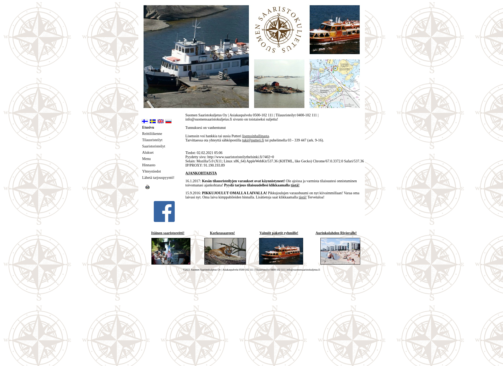 Screenshot for saaristoristeilythelsinki.fi
