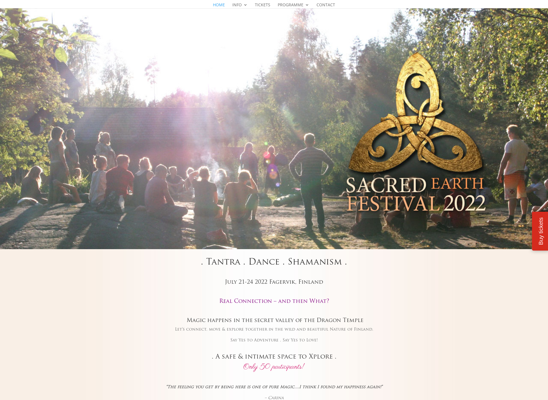 Skärmdump för sacredearthfestival.fi