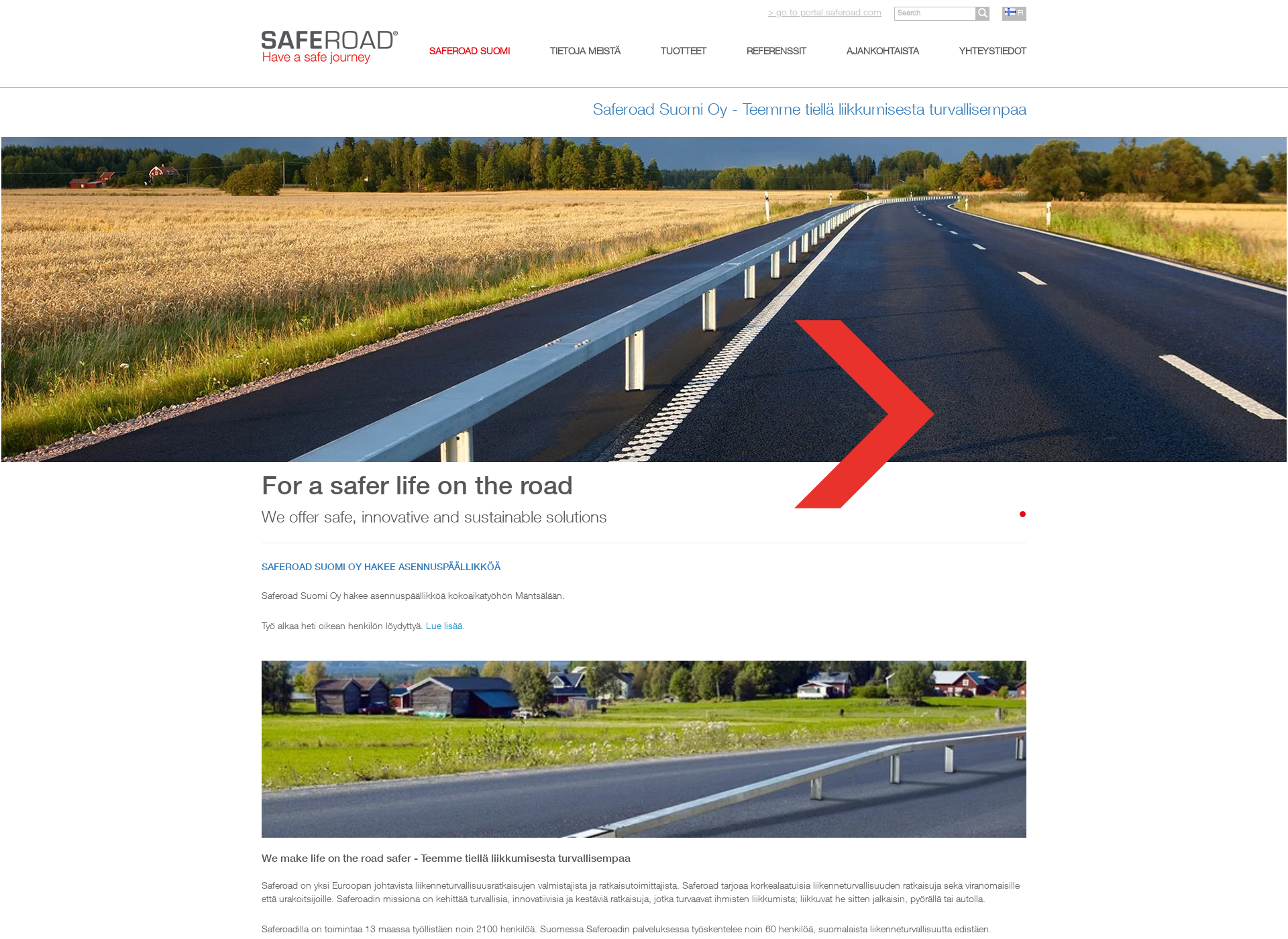 Skärmdump för saferoad.fi