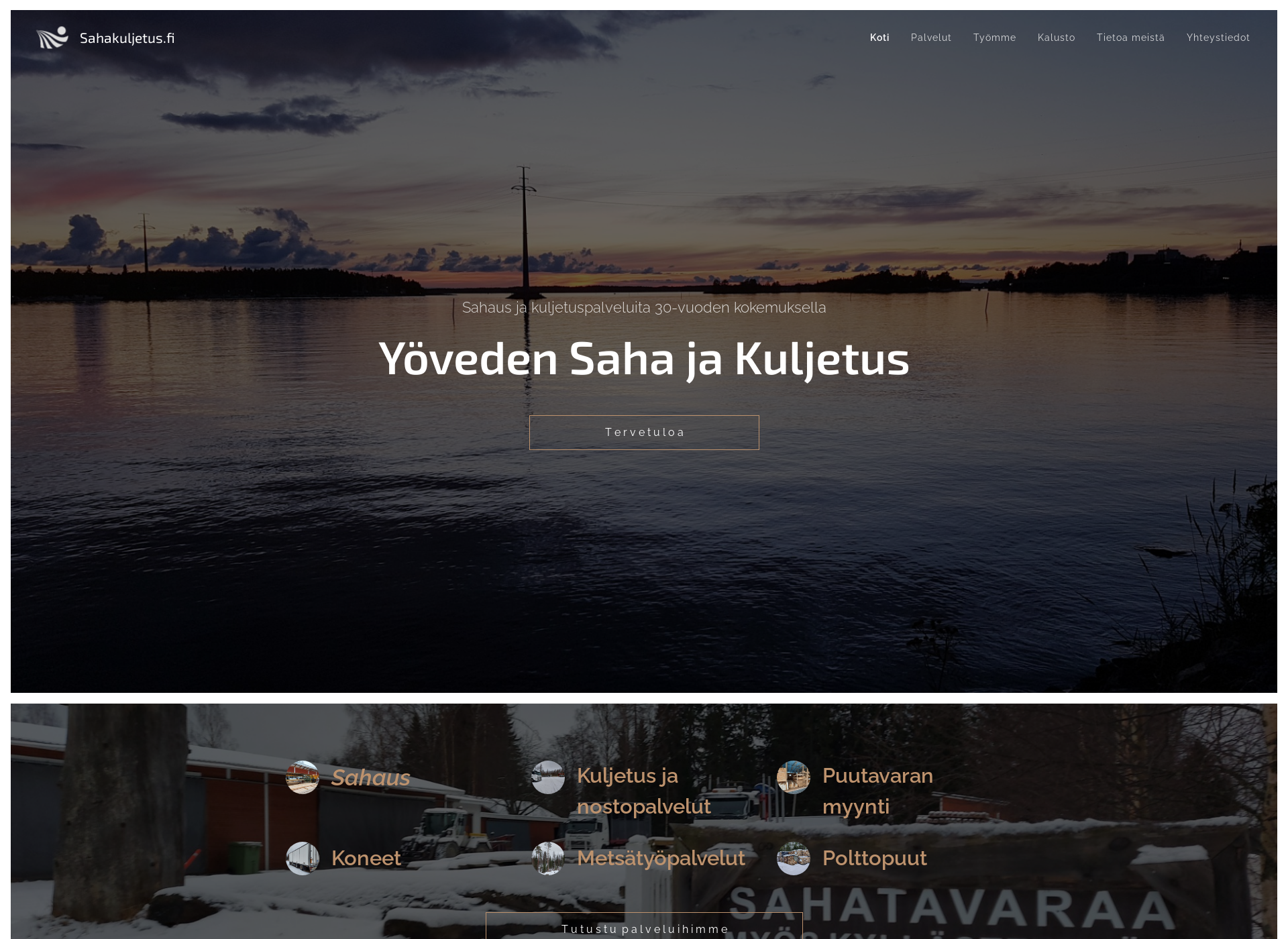 Skärmdump för sahakuljetus.fi