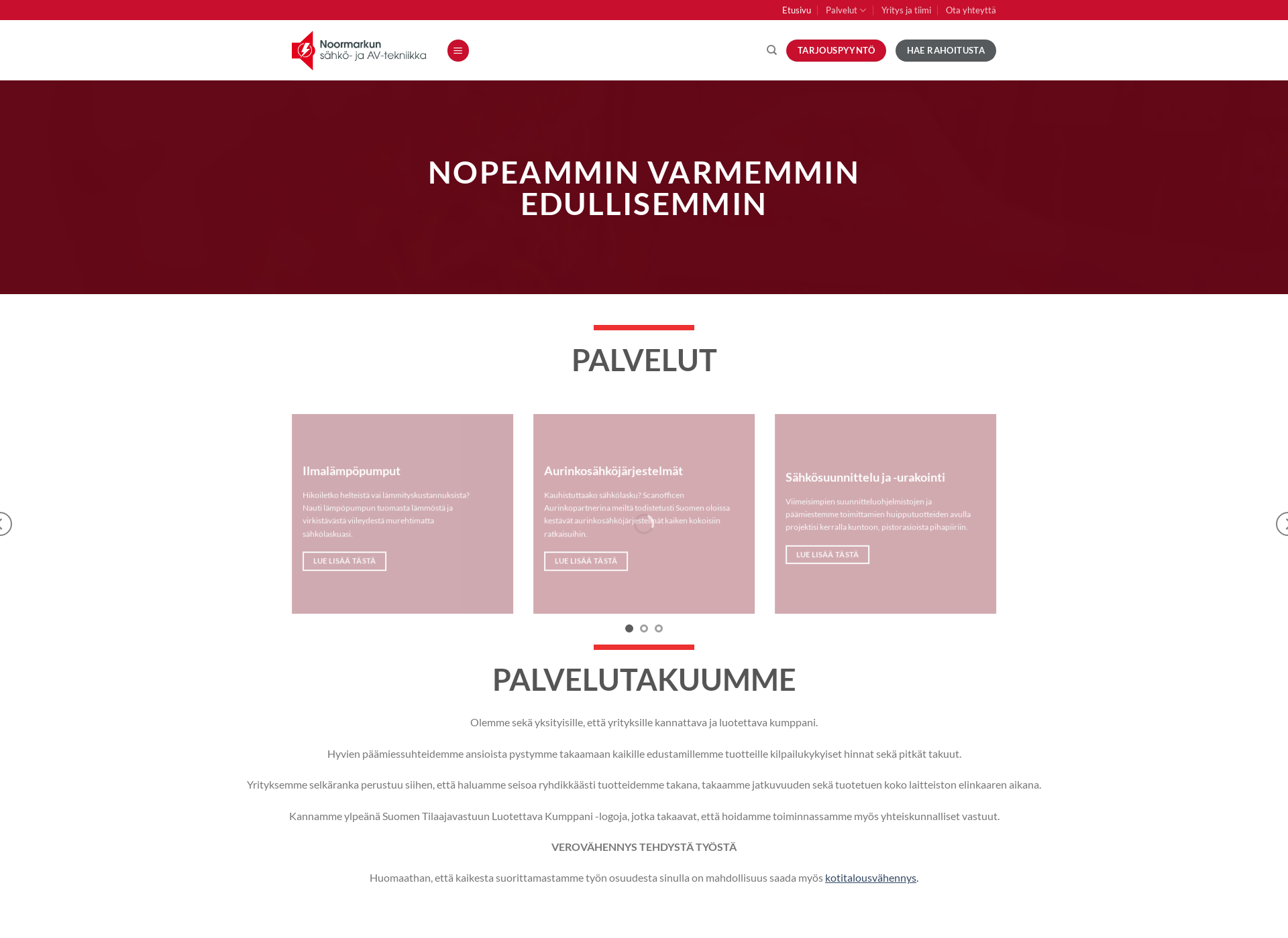 Skärmdump för sahko-av.fi