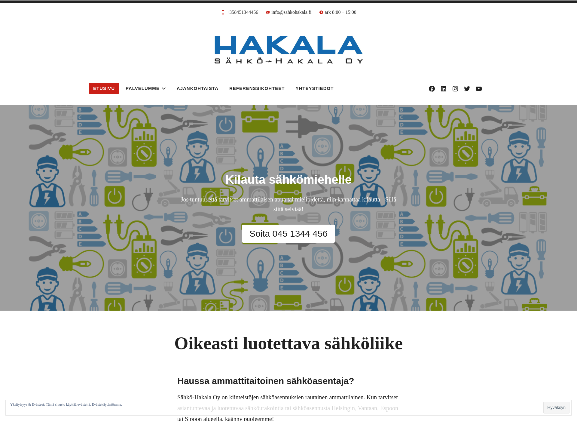 Screenshot for sahko-hakala.fi