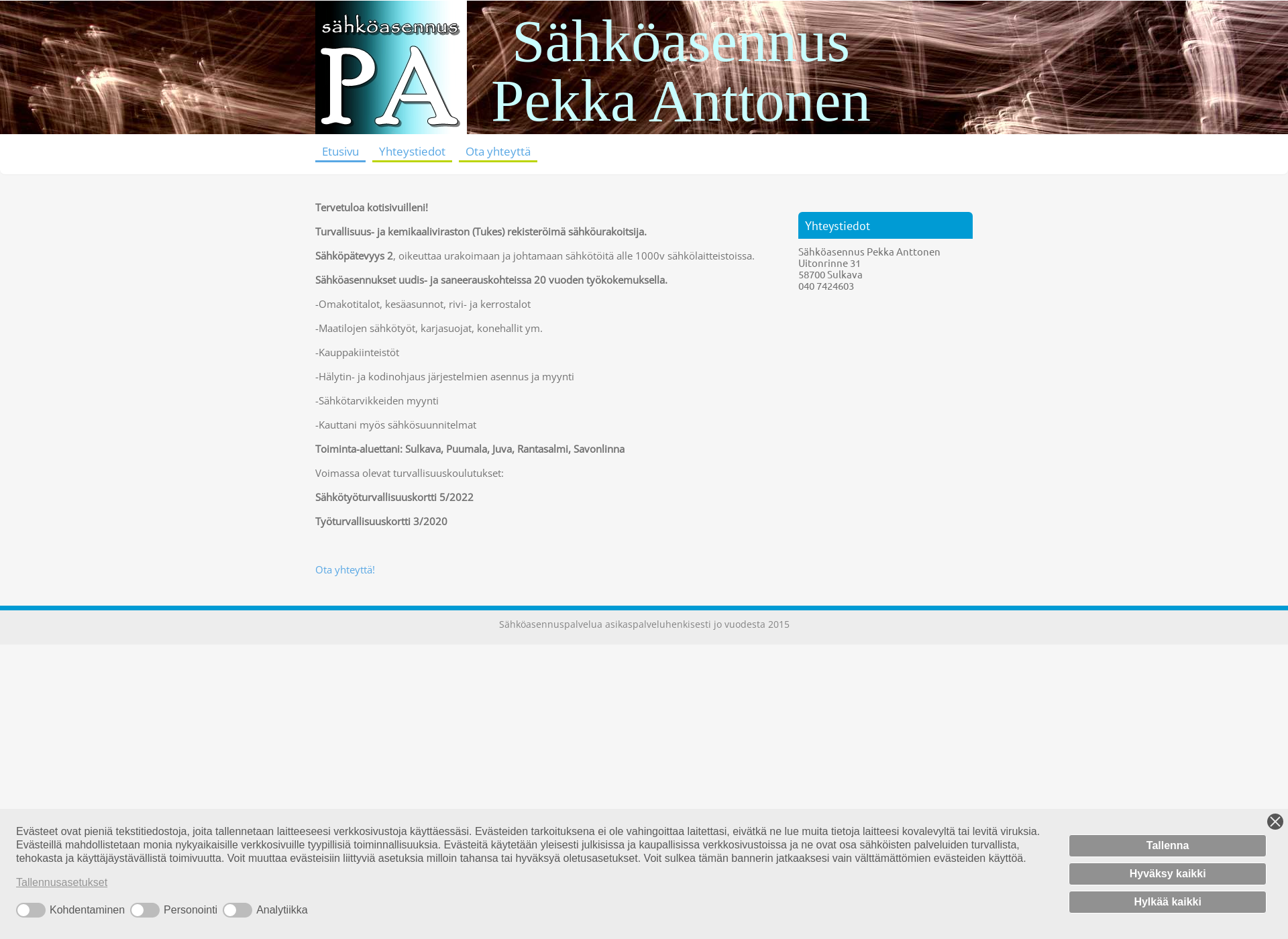 Screenshot for sahkoasennusanttonen.fi