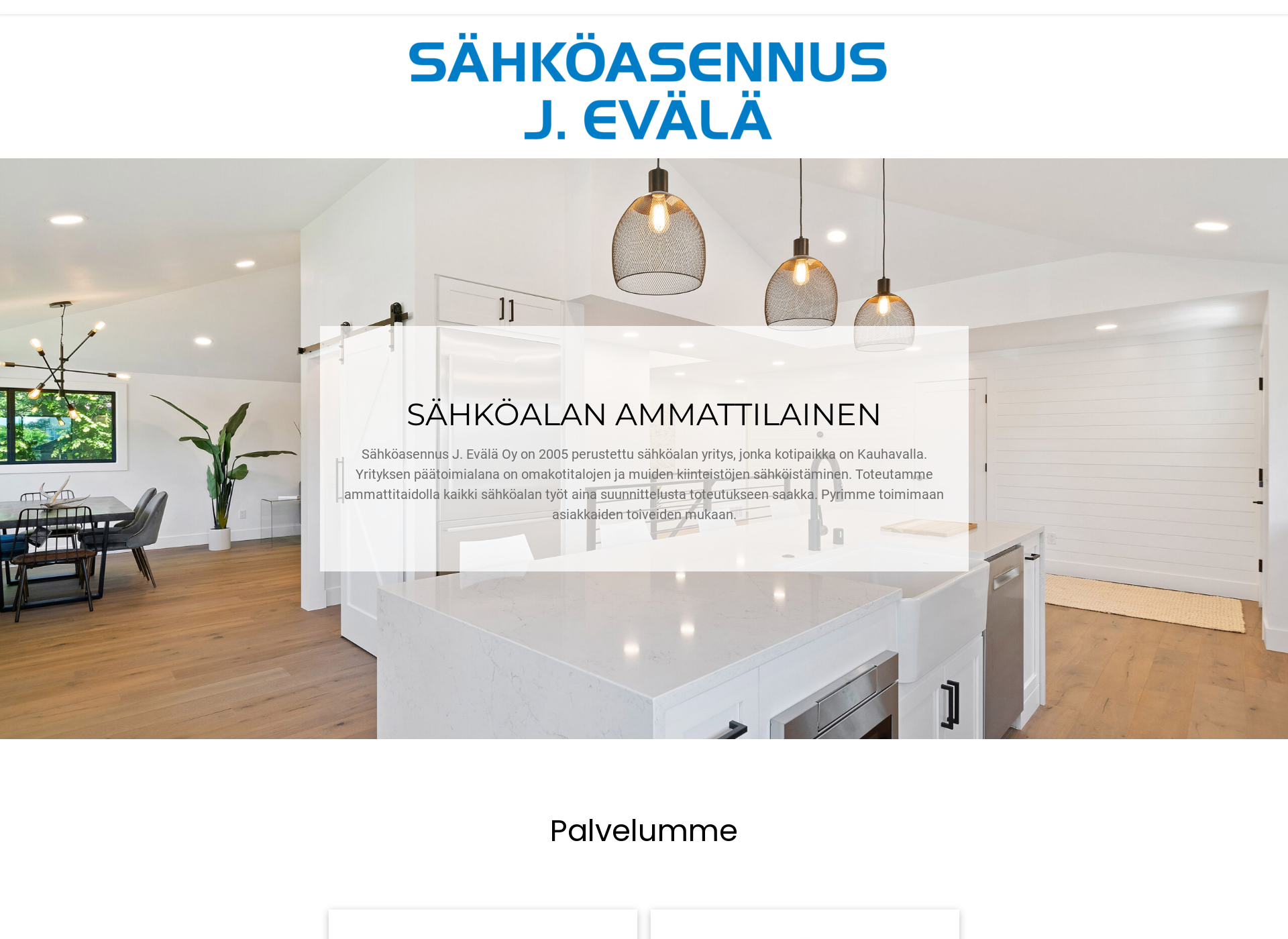 Skärmdump för sahkoasennusevala.fi