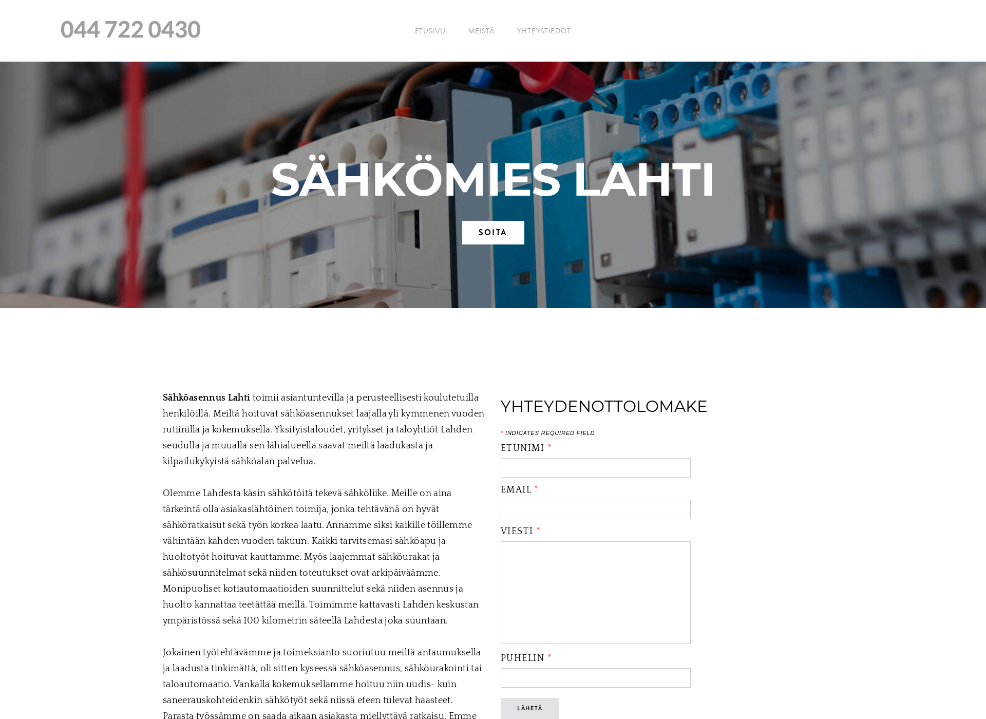 Screenshot for sahkoasennuslahti.fi
