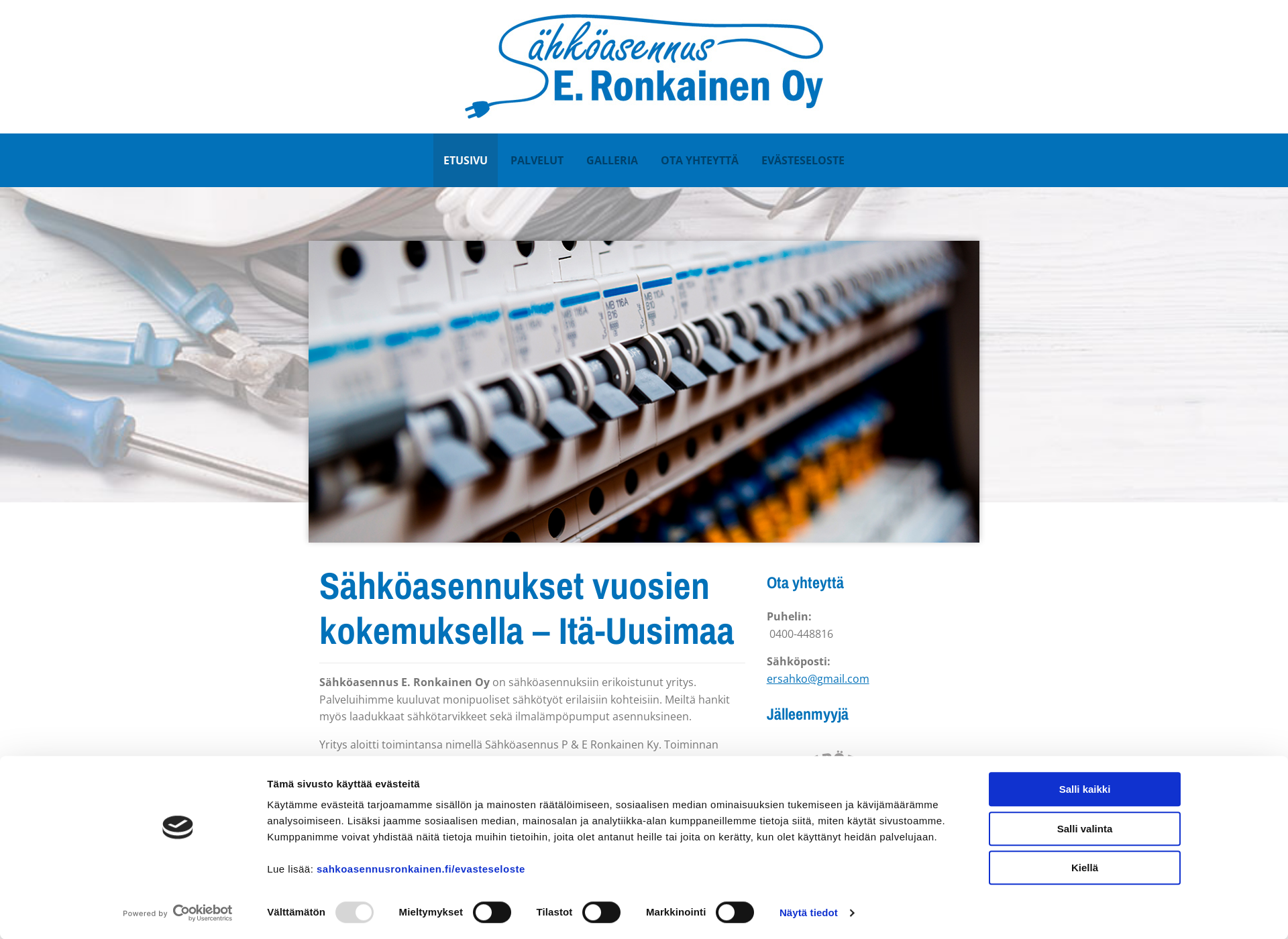 Skärmdump för sahkoasennusronkainen.fi