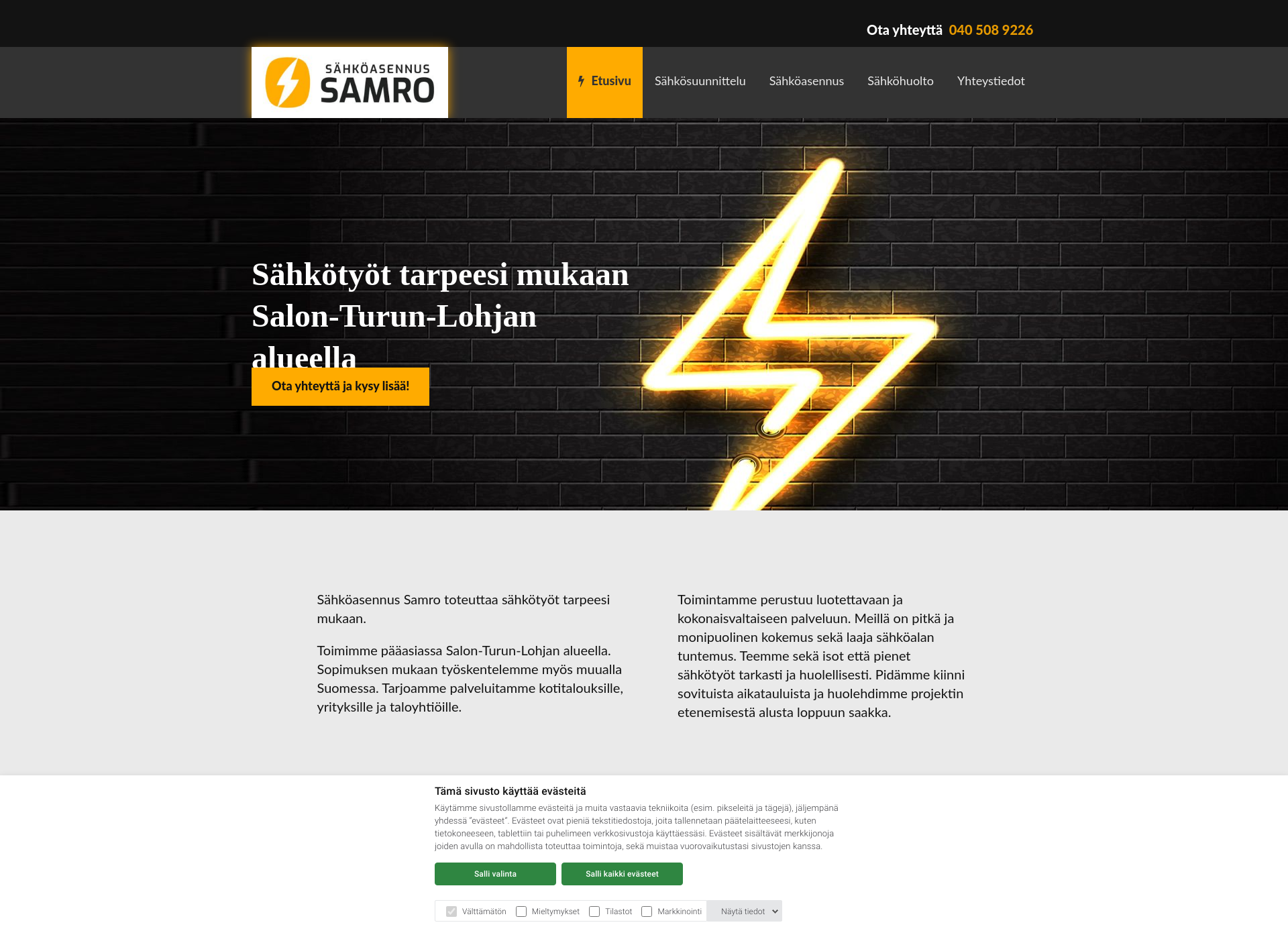 Screenshot for sahkoasennussamro.fi