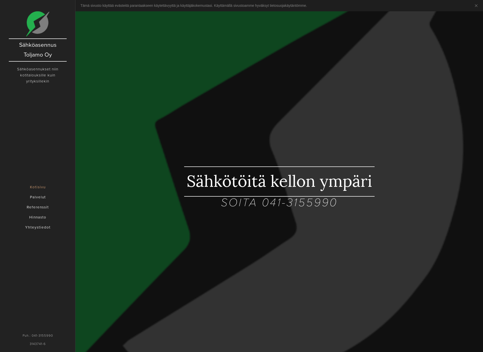 Skärmdump för sahkoasennustoljamo.fi
