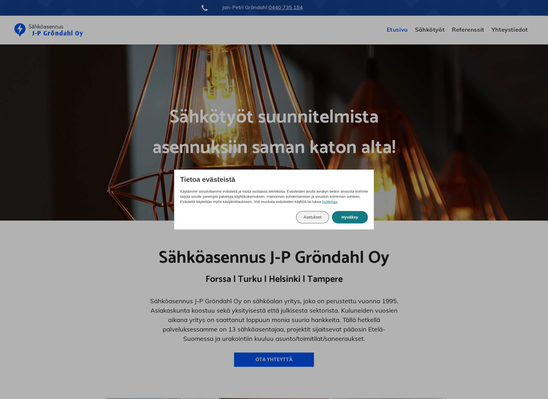Skärmdump för sahkogrondahl.fi
