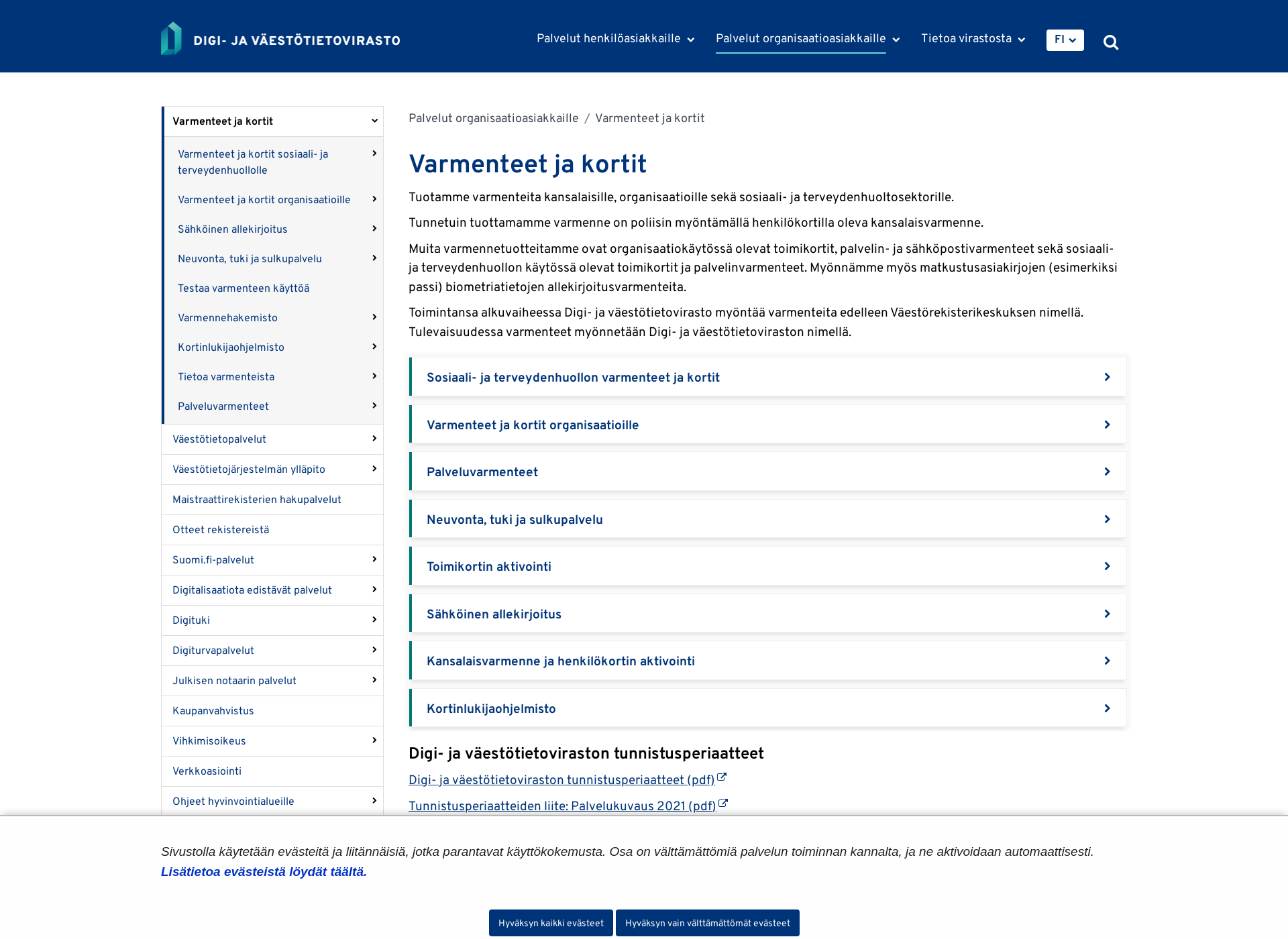 Screenshot for sahkoinenhenkilokortti.fi