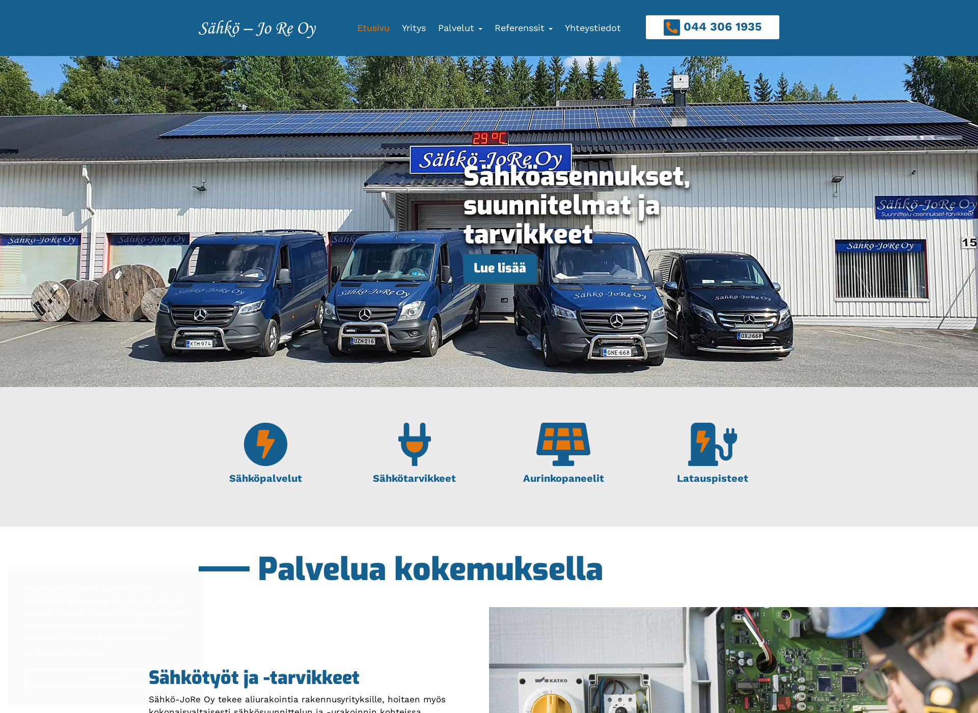 Skärmdump för sahkojore.fi