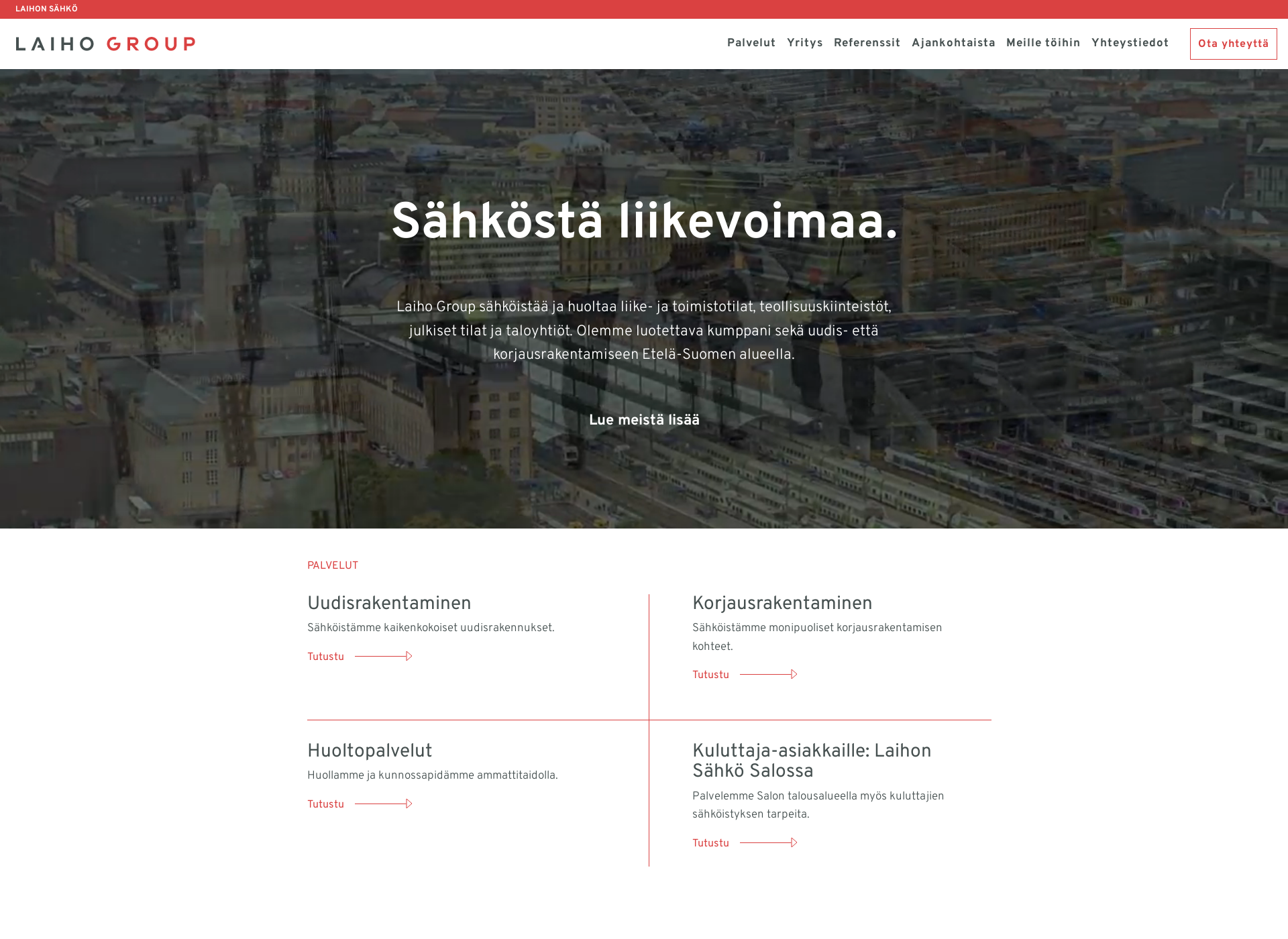 Skärmdump för sahkolehmus.fi