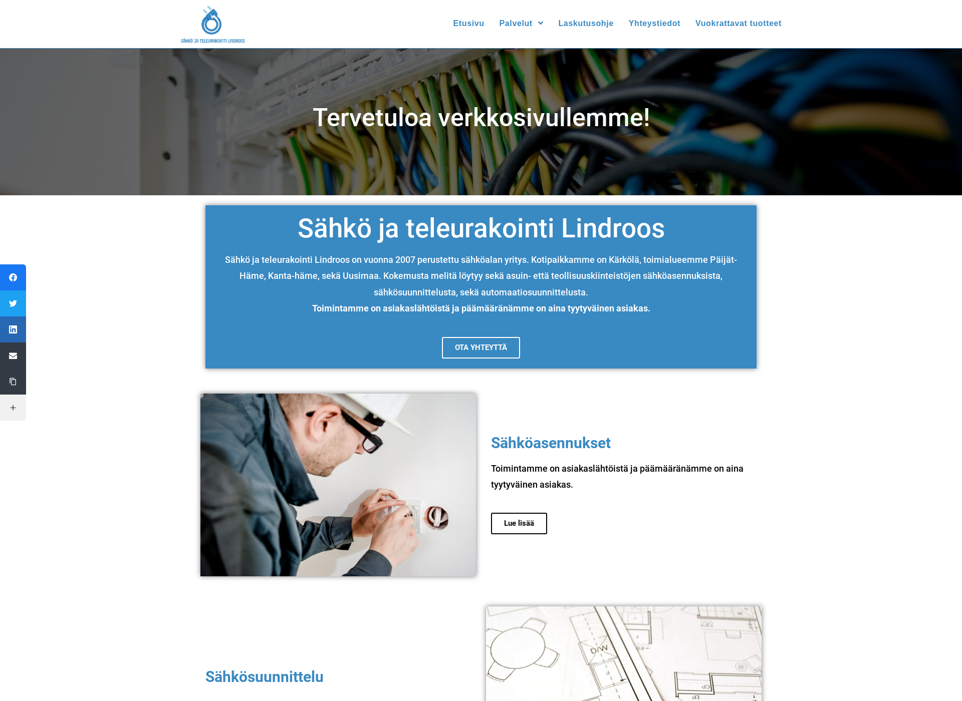 Skärmdump för sahkolindroos.fi