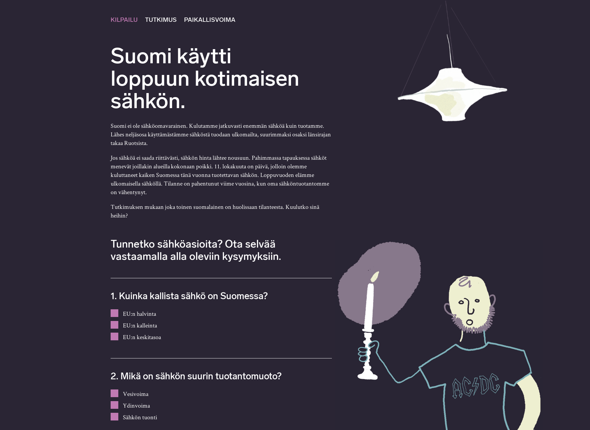 Skärmdump för sahkoloppu.fi