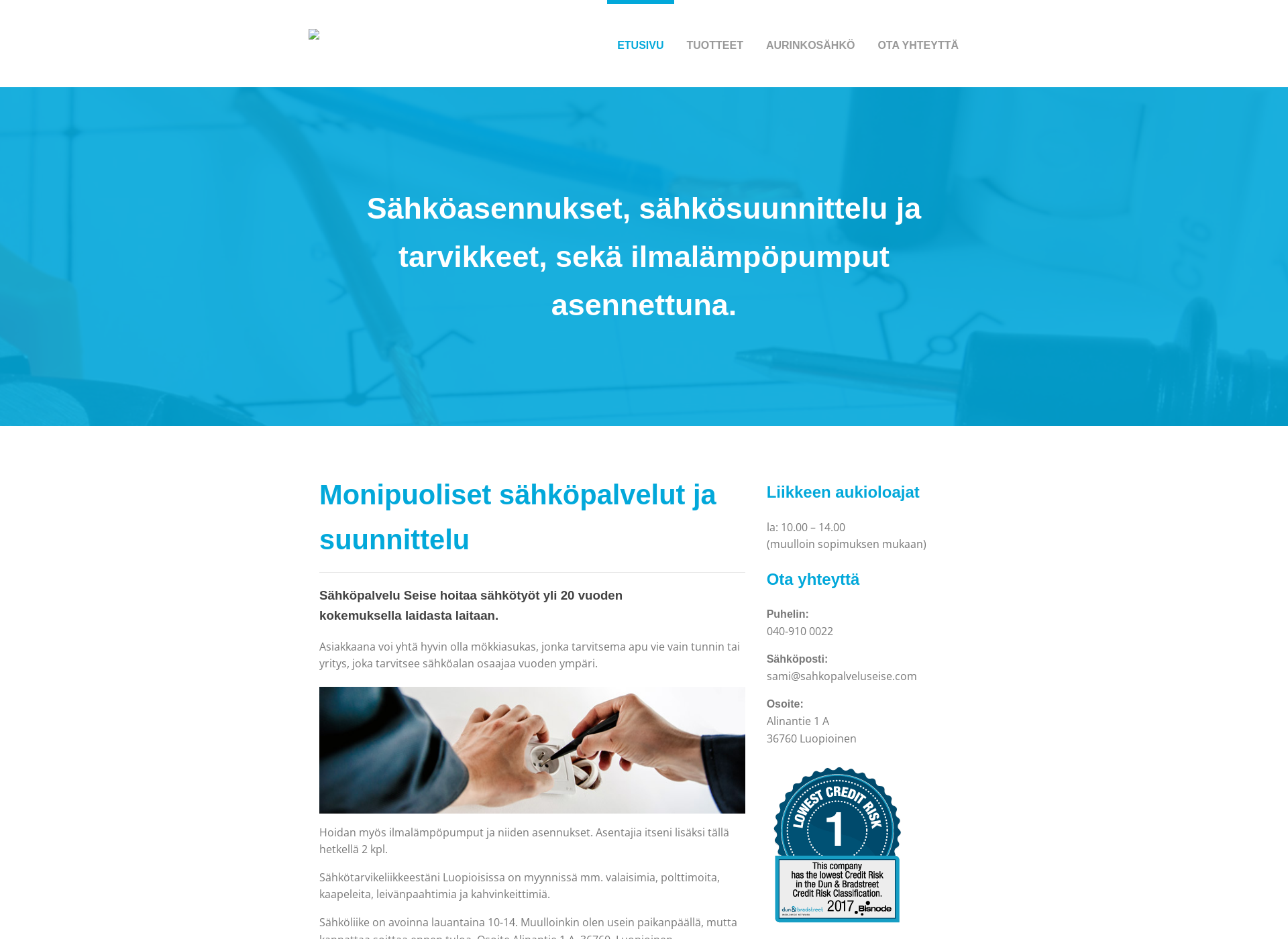 Screenshot for sahkopalveluseise.fi
