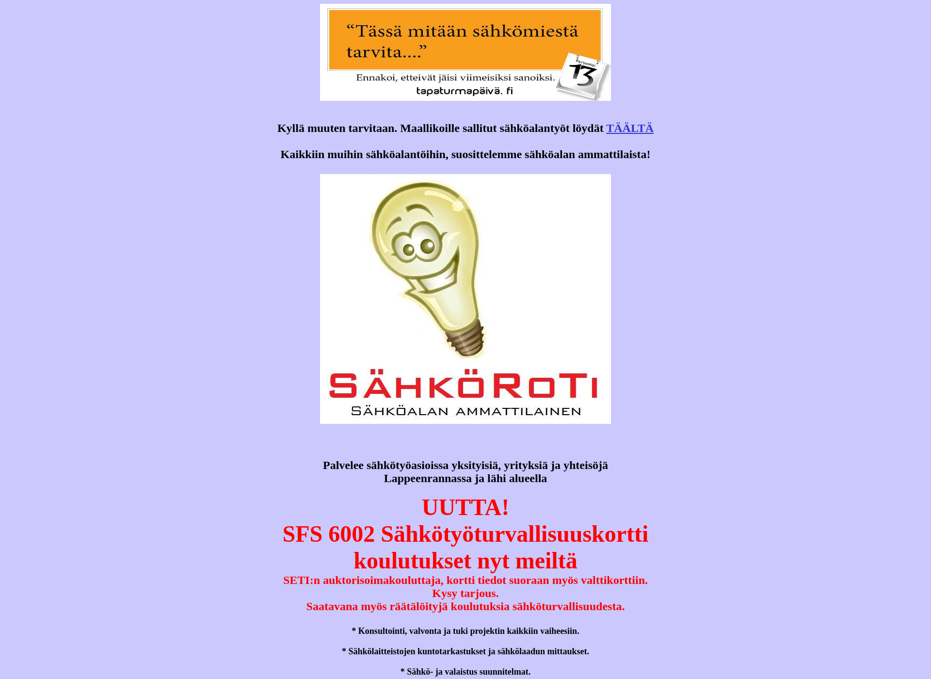 Skärmdump för sahkoroti.fi