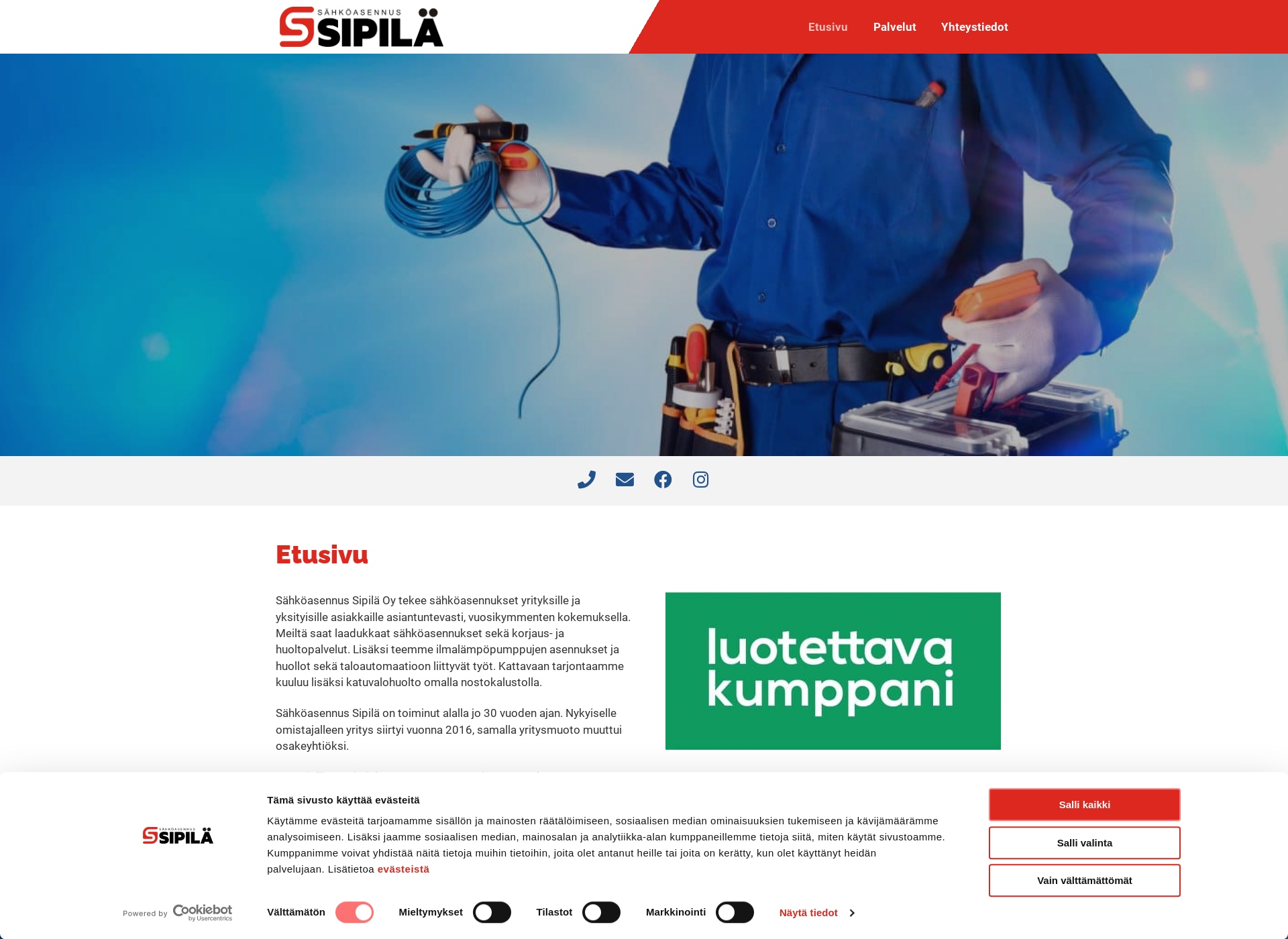 Skärmdump för sahkosipila.fi