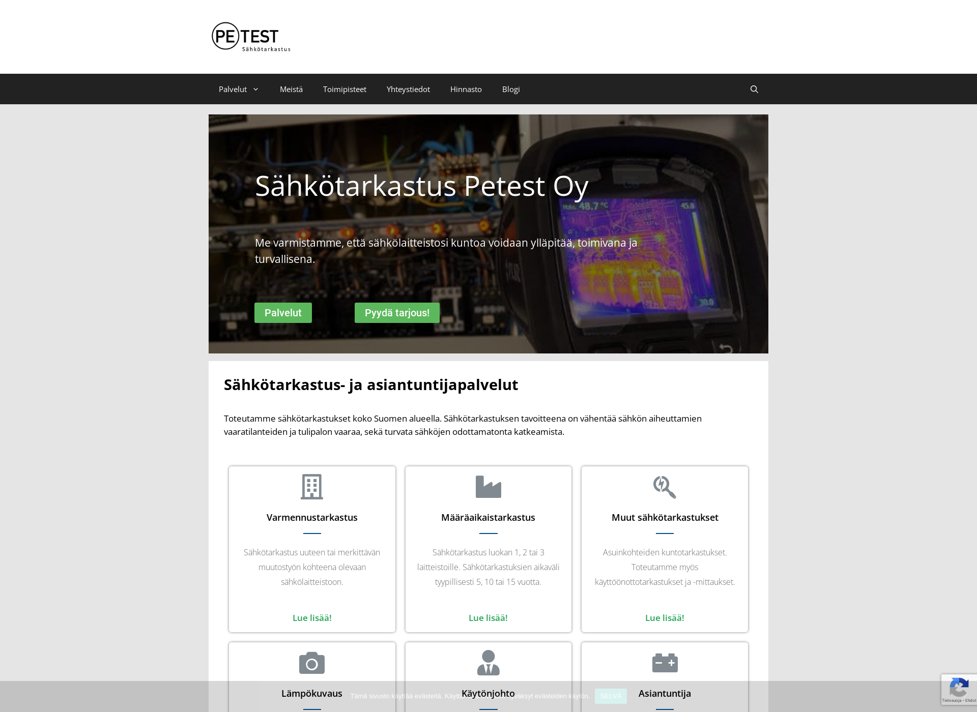 Screenshot for sahkotarkastuspetest.fi