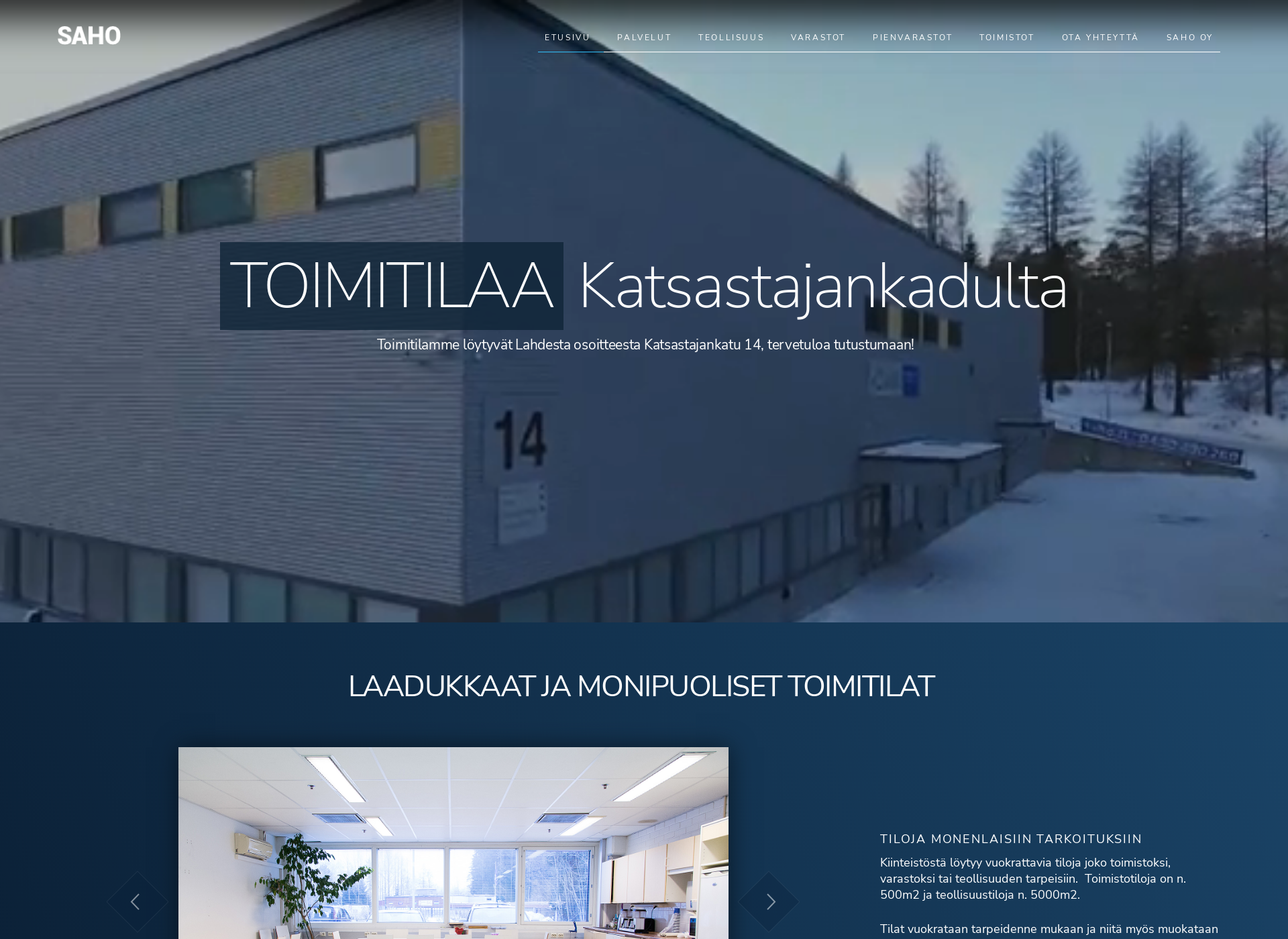 Skärmdump för sahoteollisuus.fi