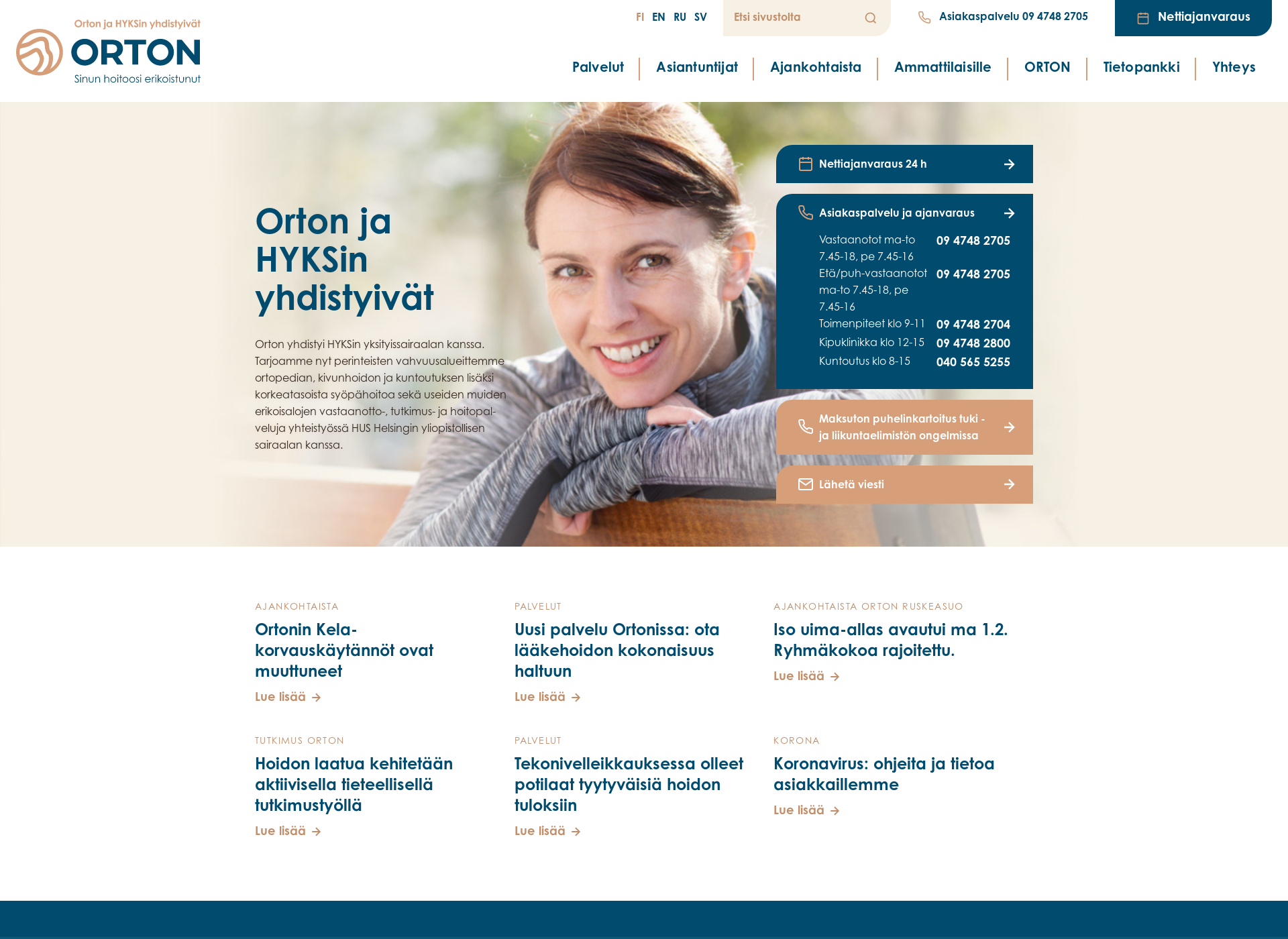 Screenshot for sairaalaorton.fi