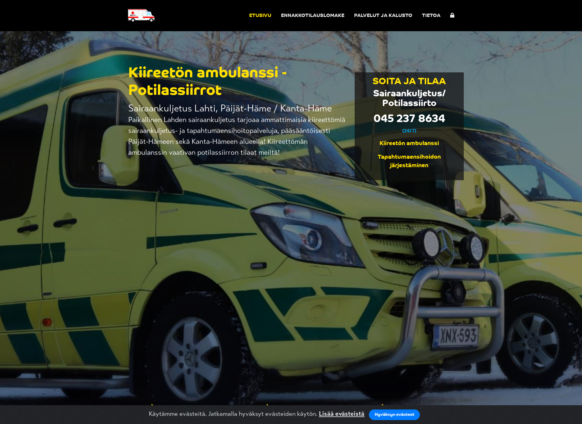 Screenshot for sairaankuljetuslahti.fi