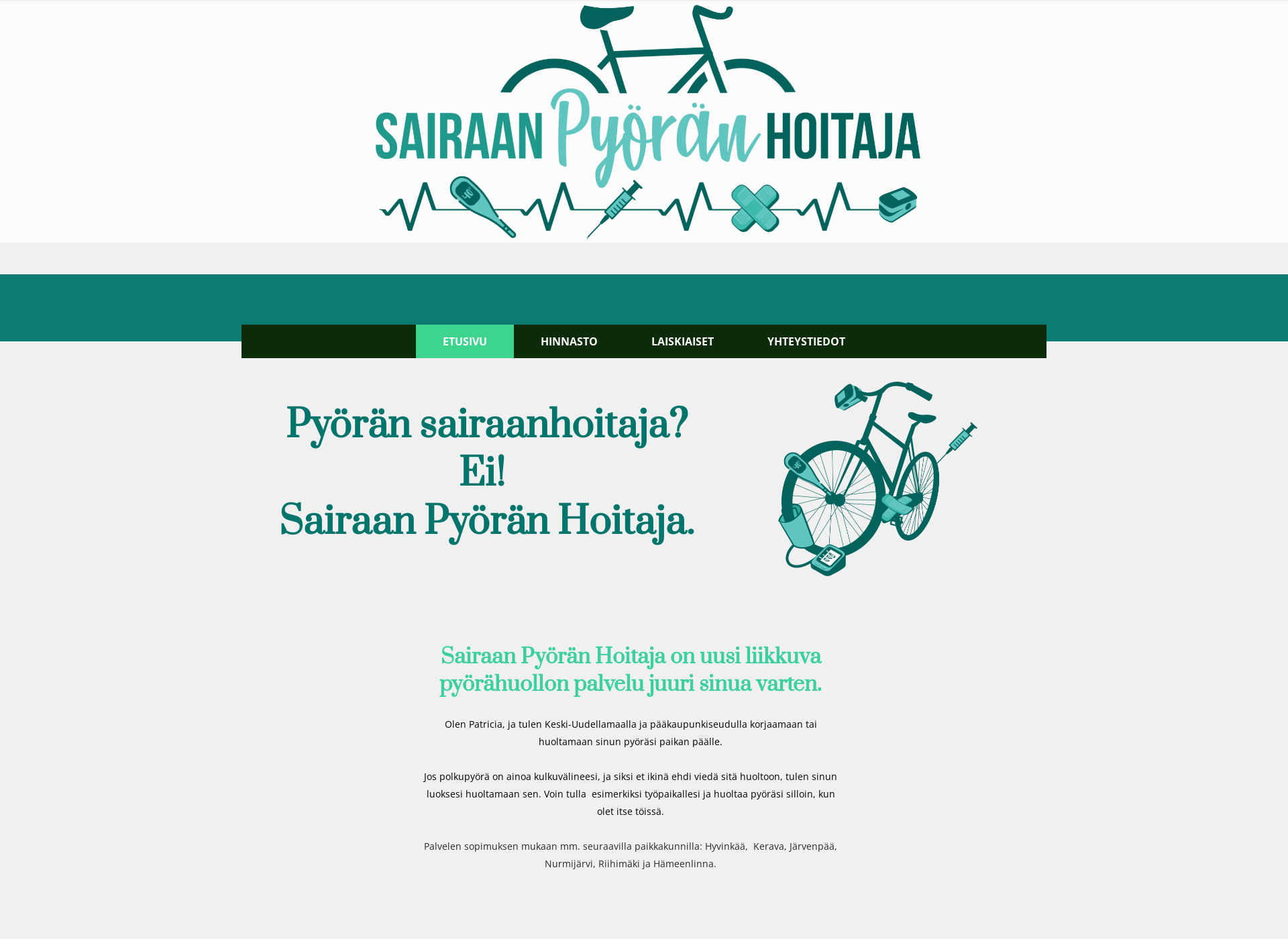 Skärmdump för sairaanpyoranhoitaja.fi