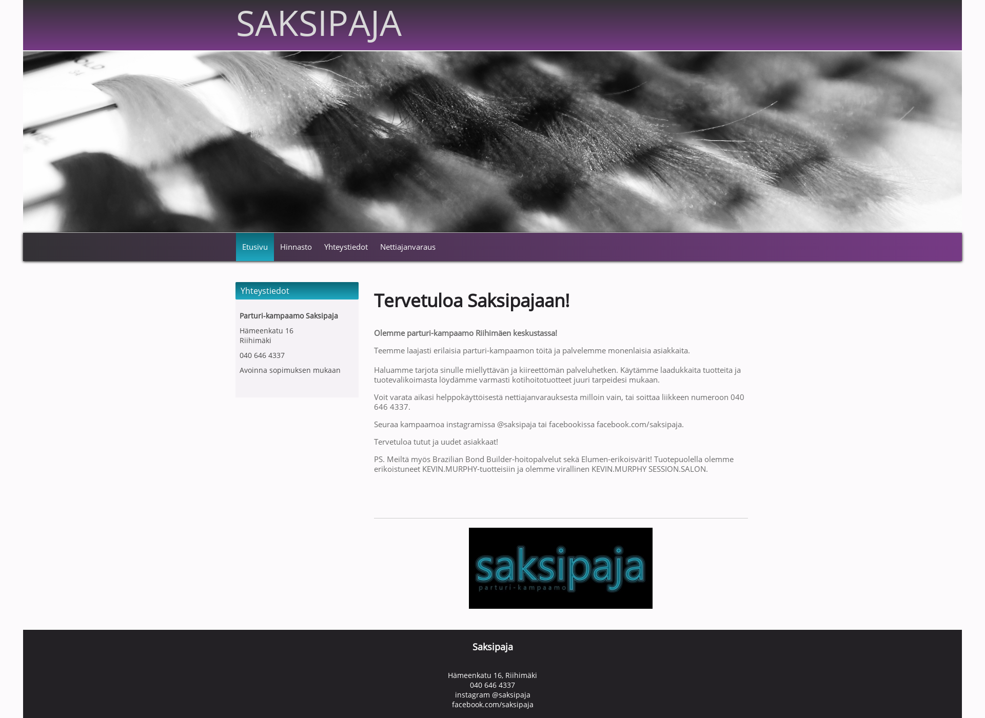 Skärmdump för saksipaja.fi