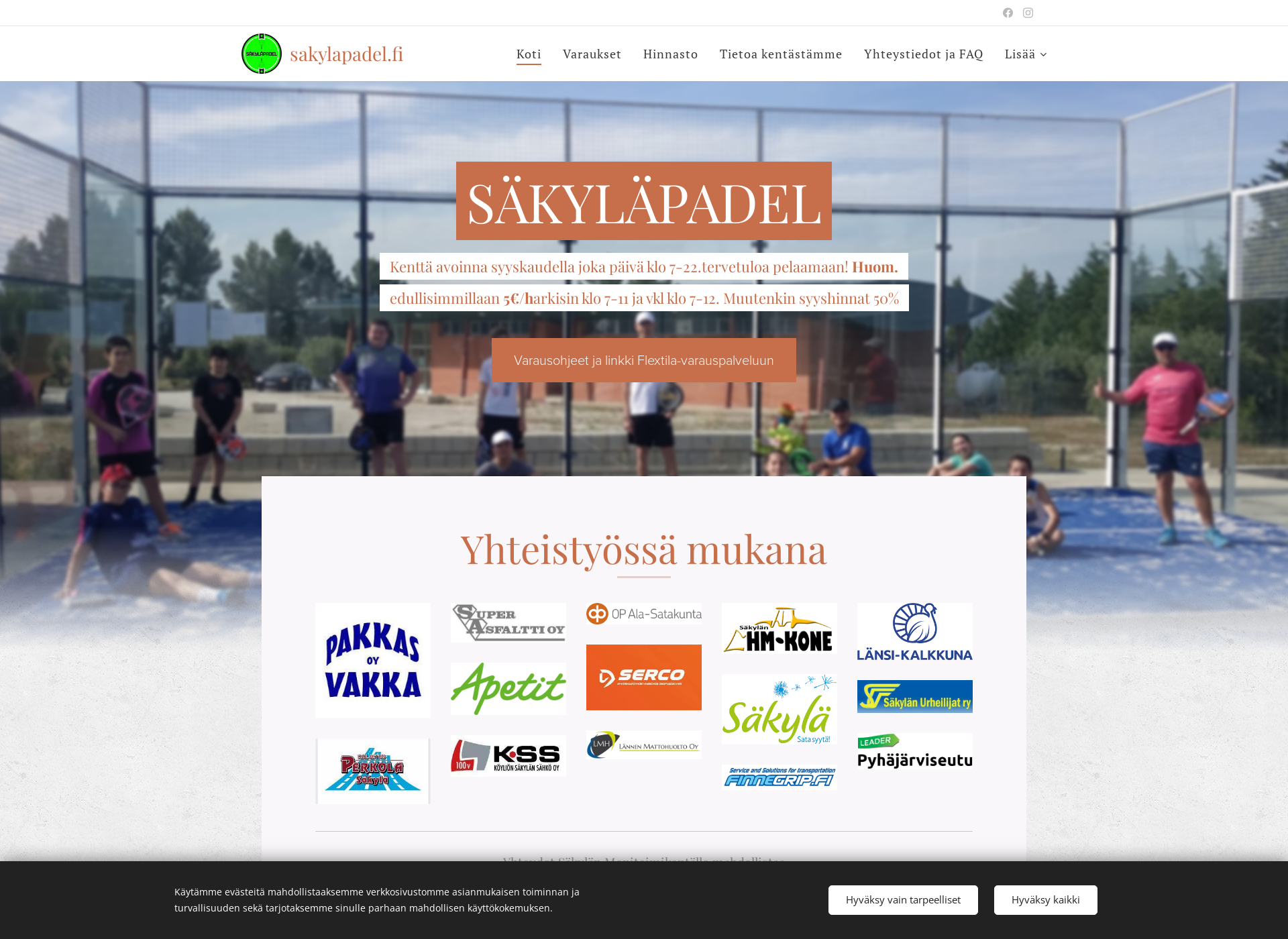 Skärmdump för sakylapadel.fi