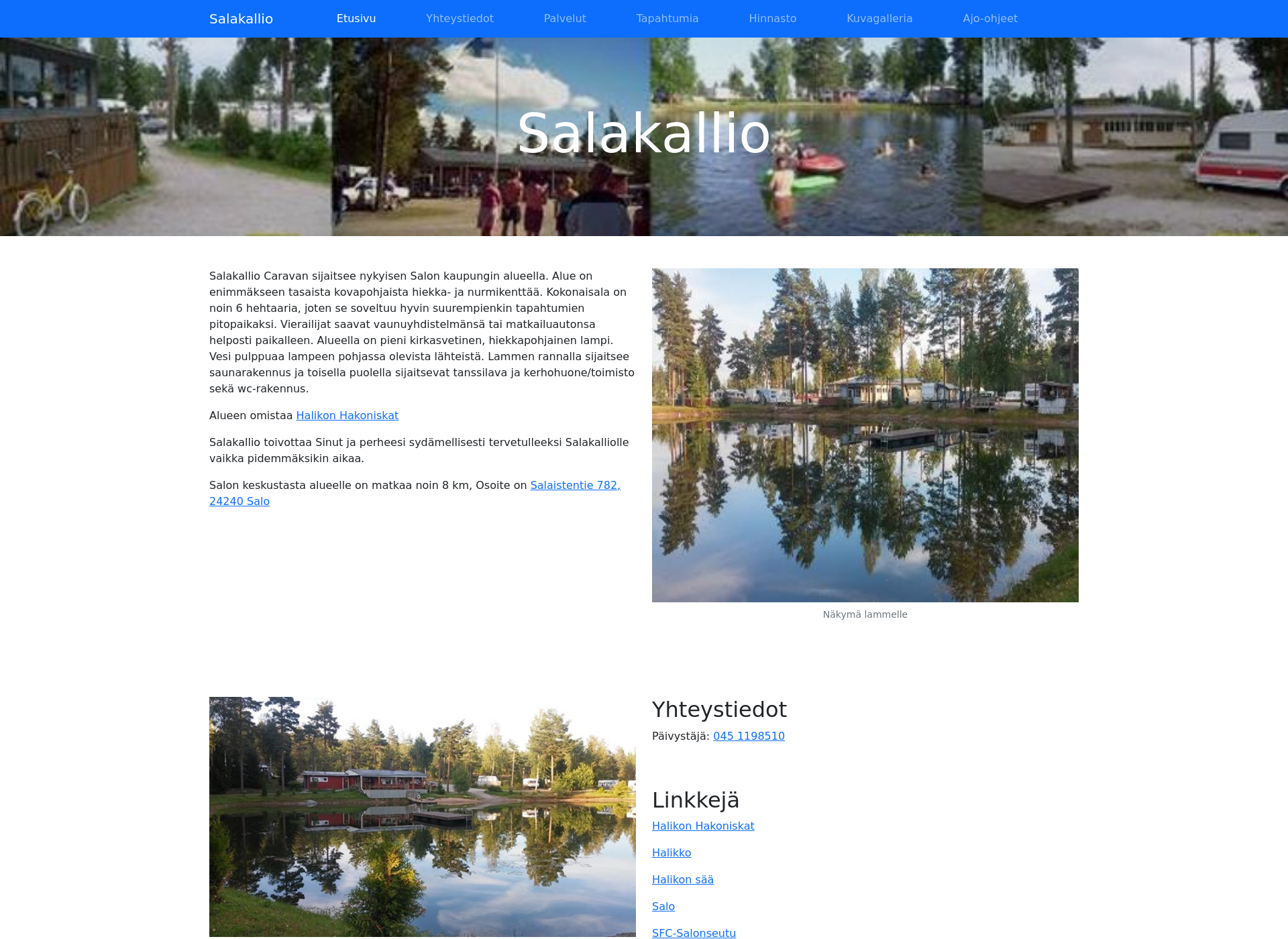 Skärmdump för salakallio.fi