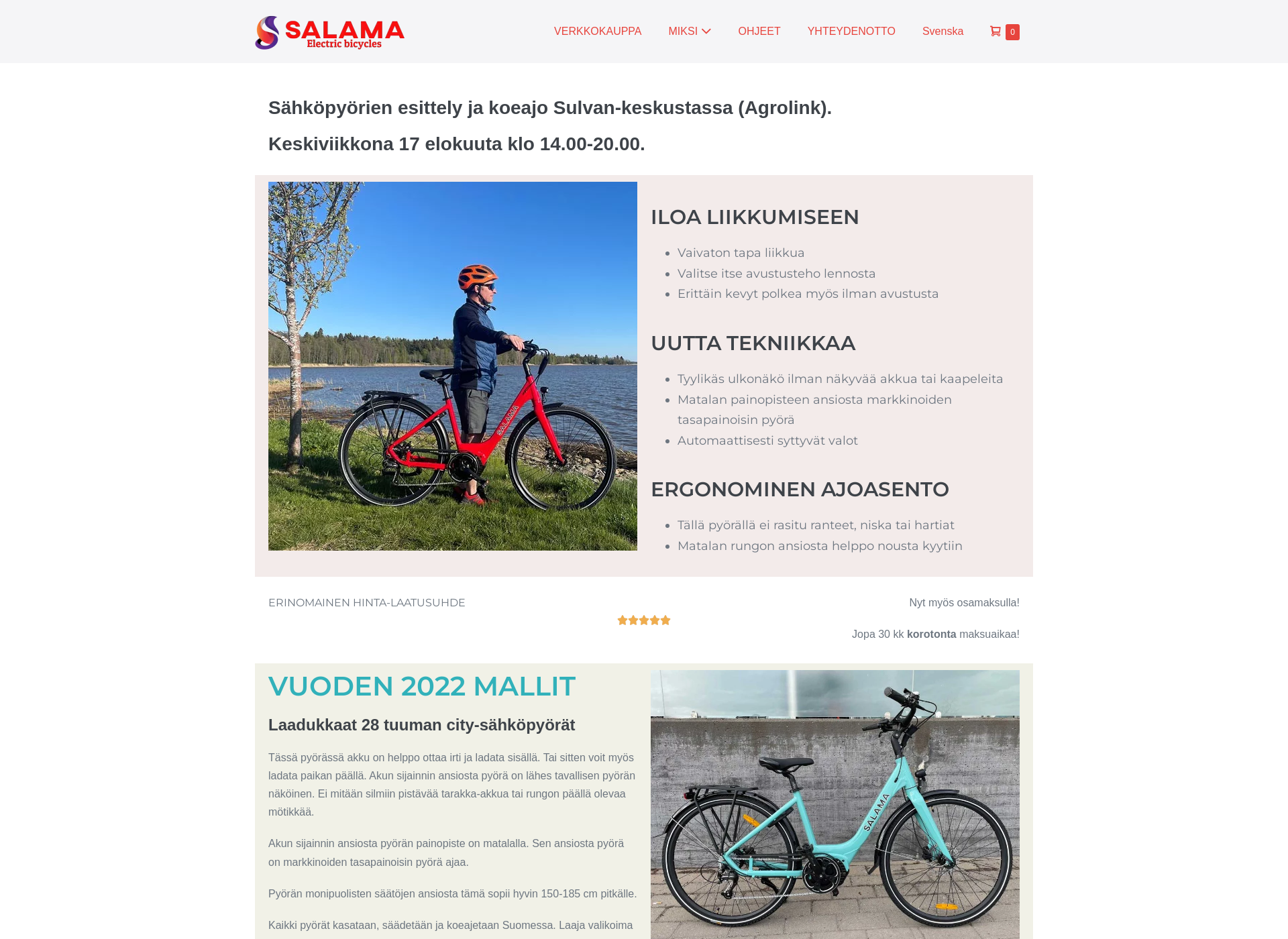 Skärmdump för salamabike.fi