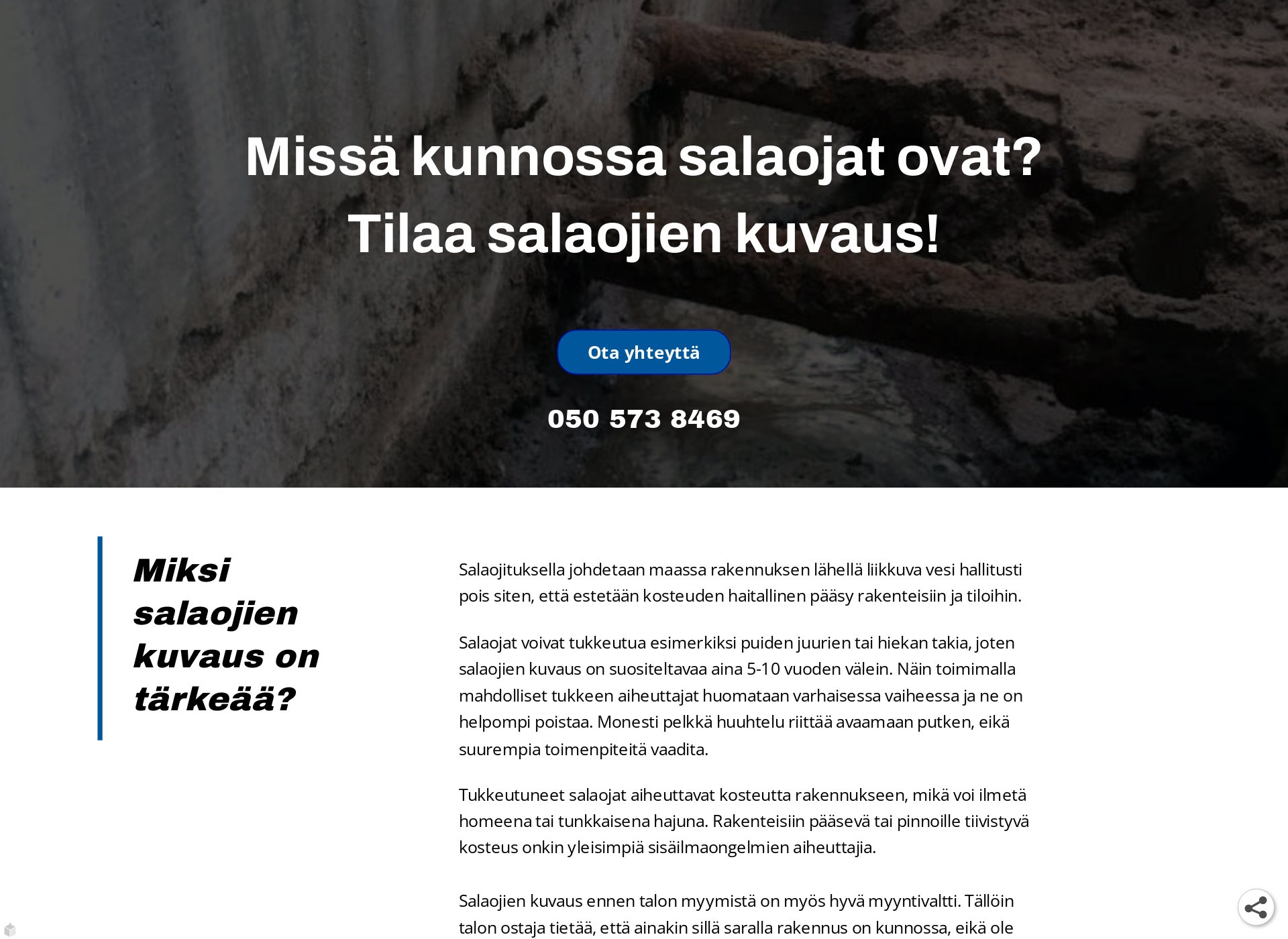 Näyttökuva salaojienkuvaus.fi