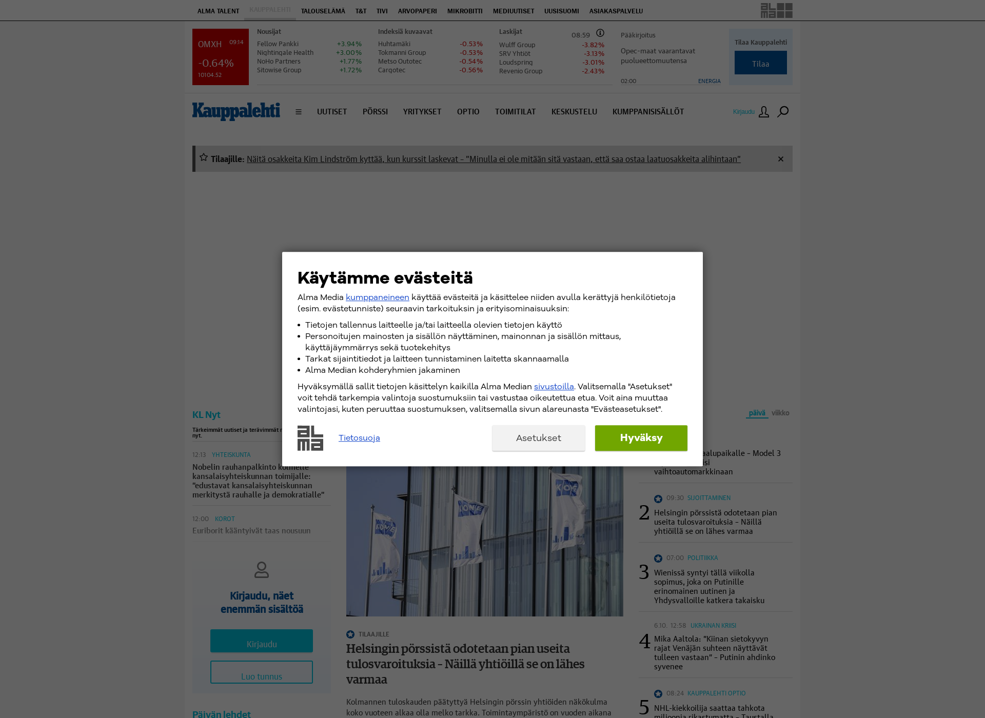 Skärmdump för saldo.fi