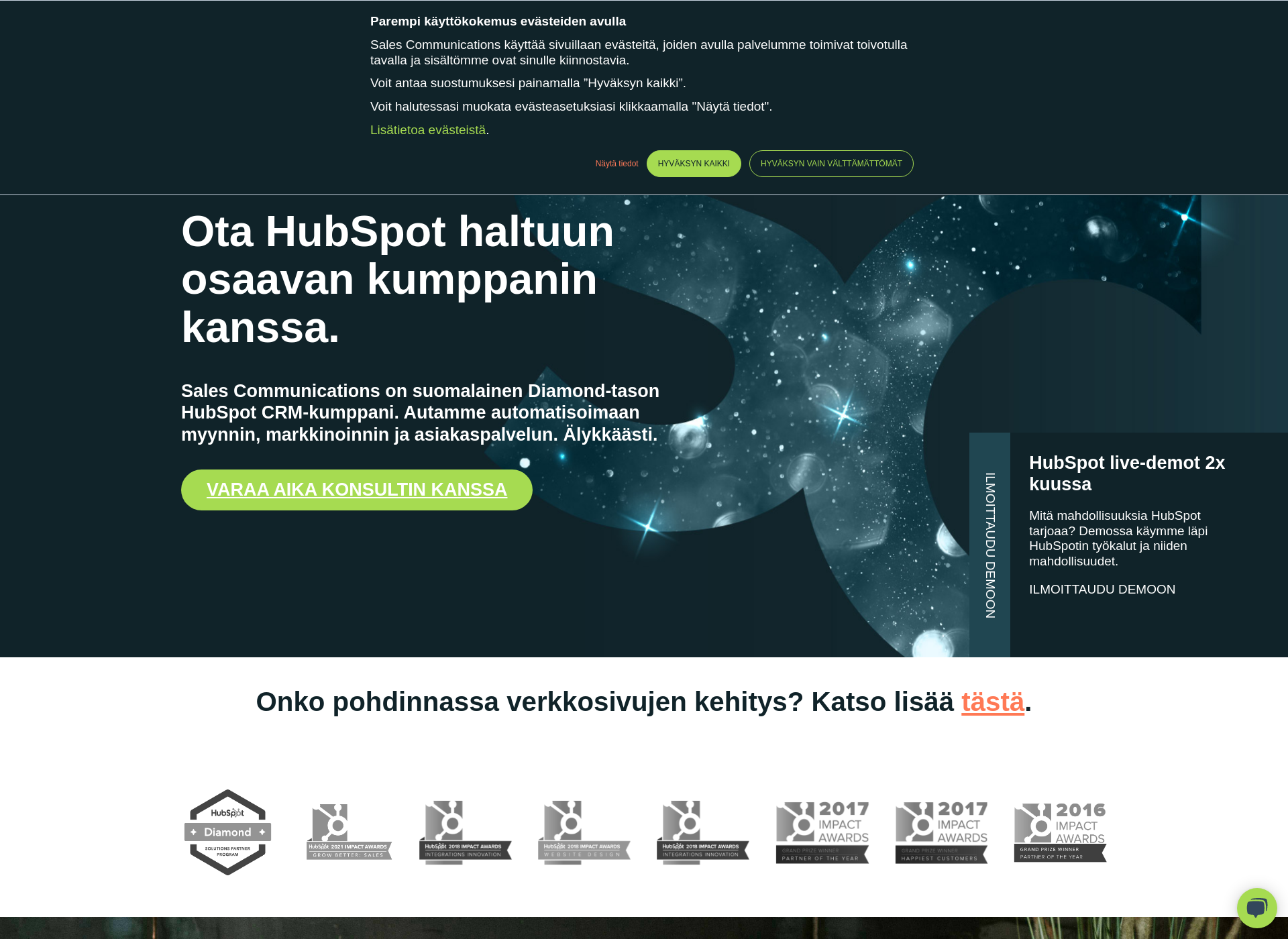 Skärmdump för salescommunications.fi