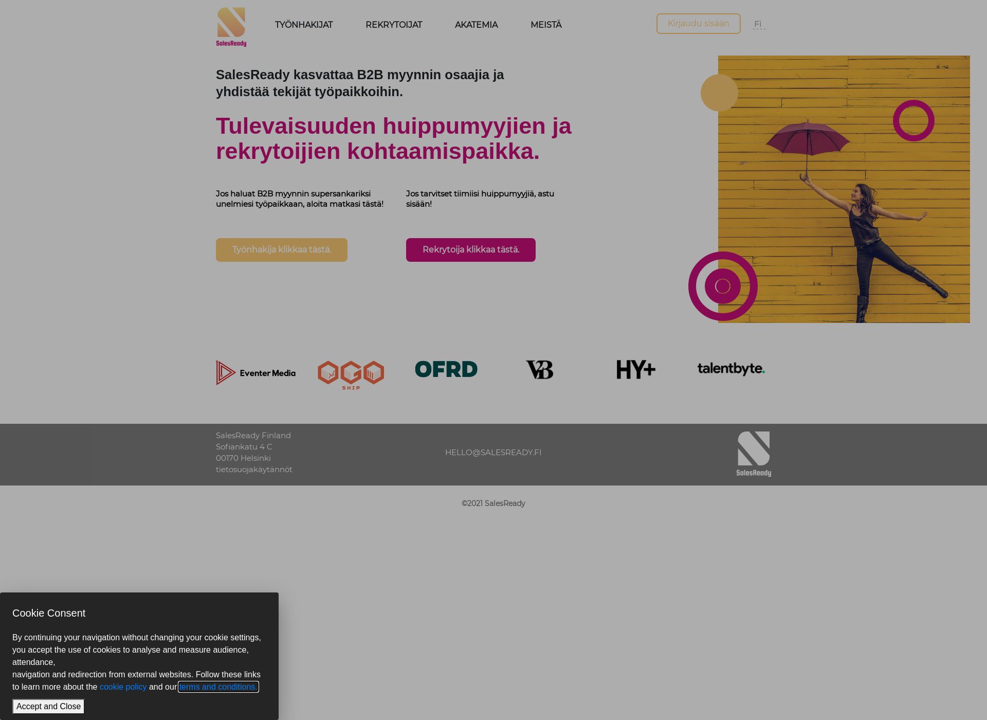 Skärmdump för salesready.fi