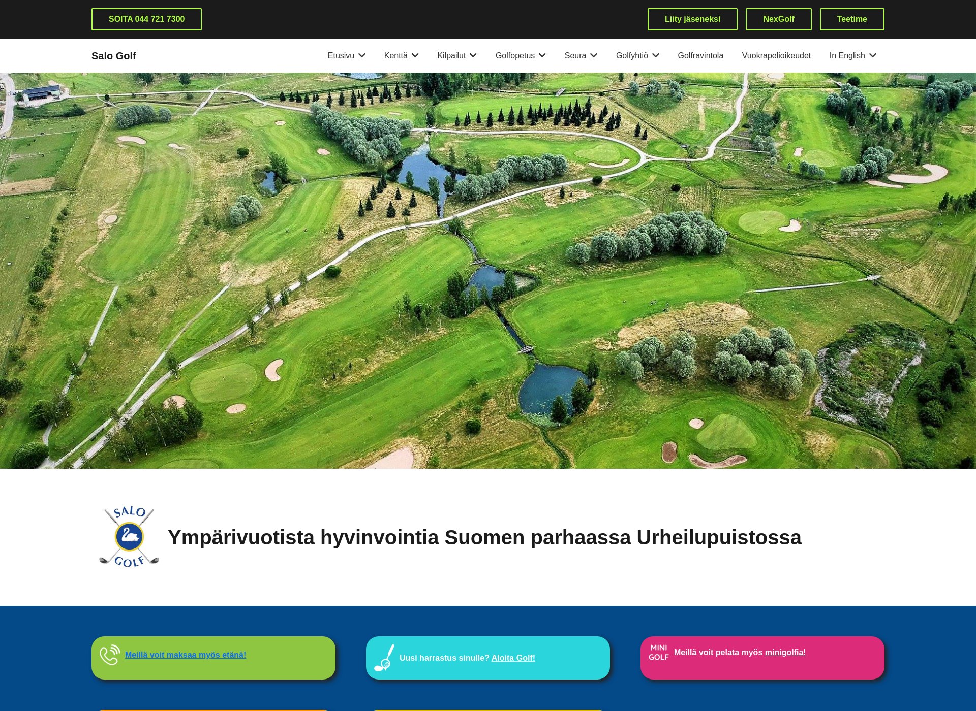 Skärmdump för salogolf.fi