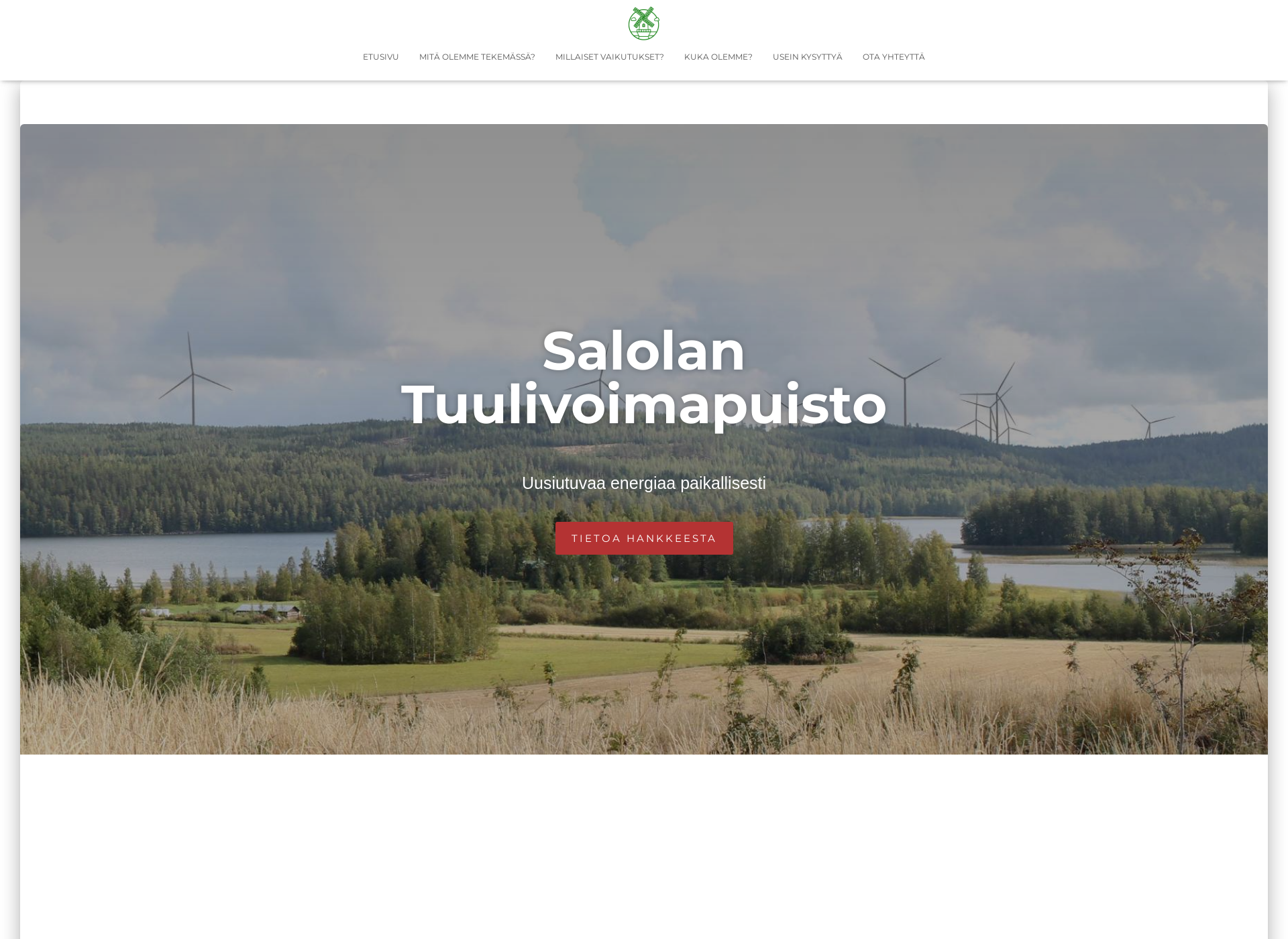 Skärmdump för salolantuulipuisto.fi