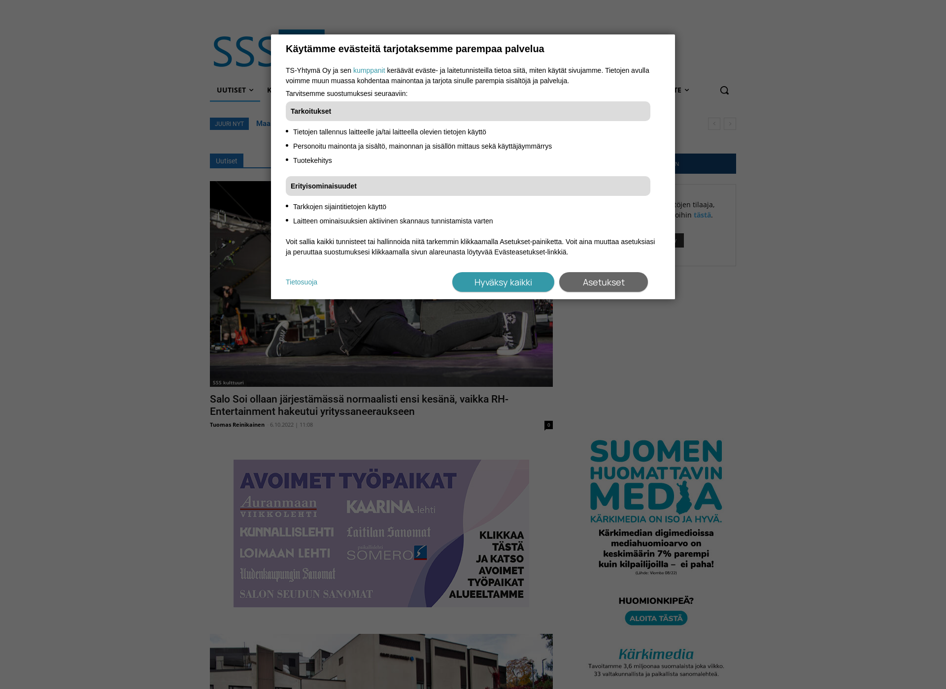 Skärmdump för salomedia.fi