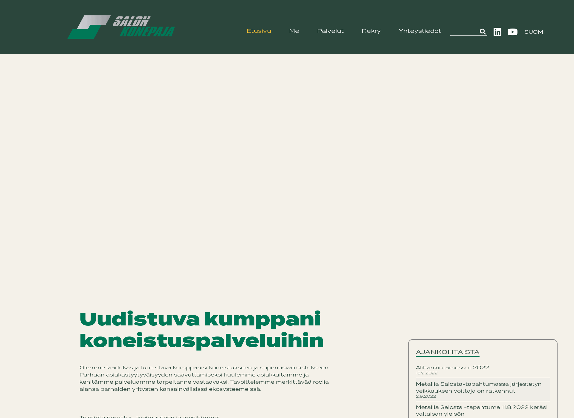 Skärmdump för salonkonepaja.fi