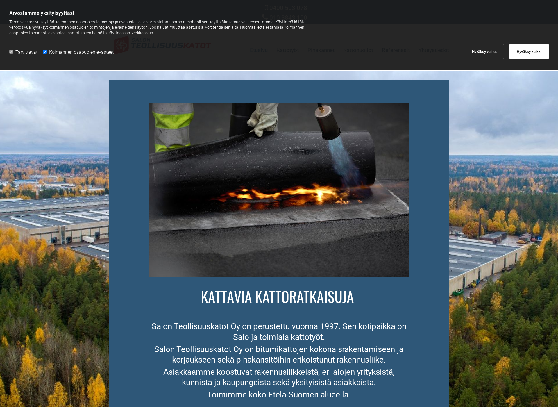Skärmdump för salonteollisuuskatot.fi