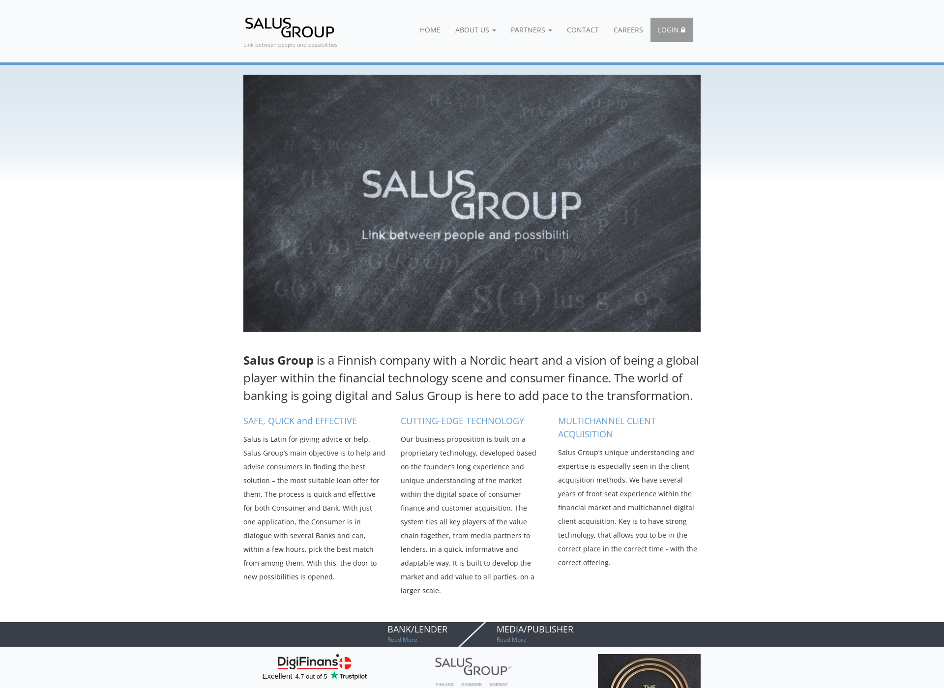 Skärmdump för salusgroup.fi