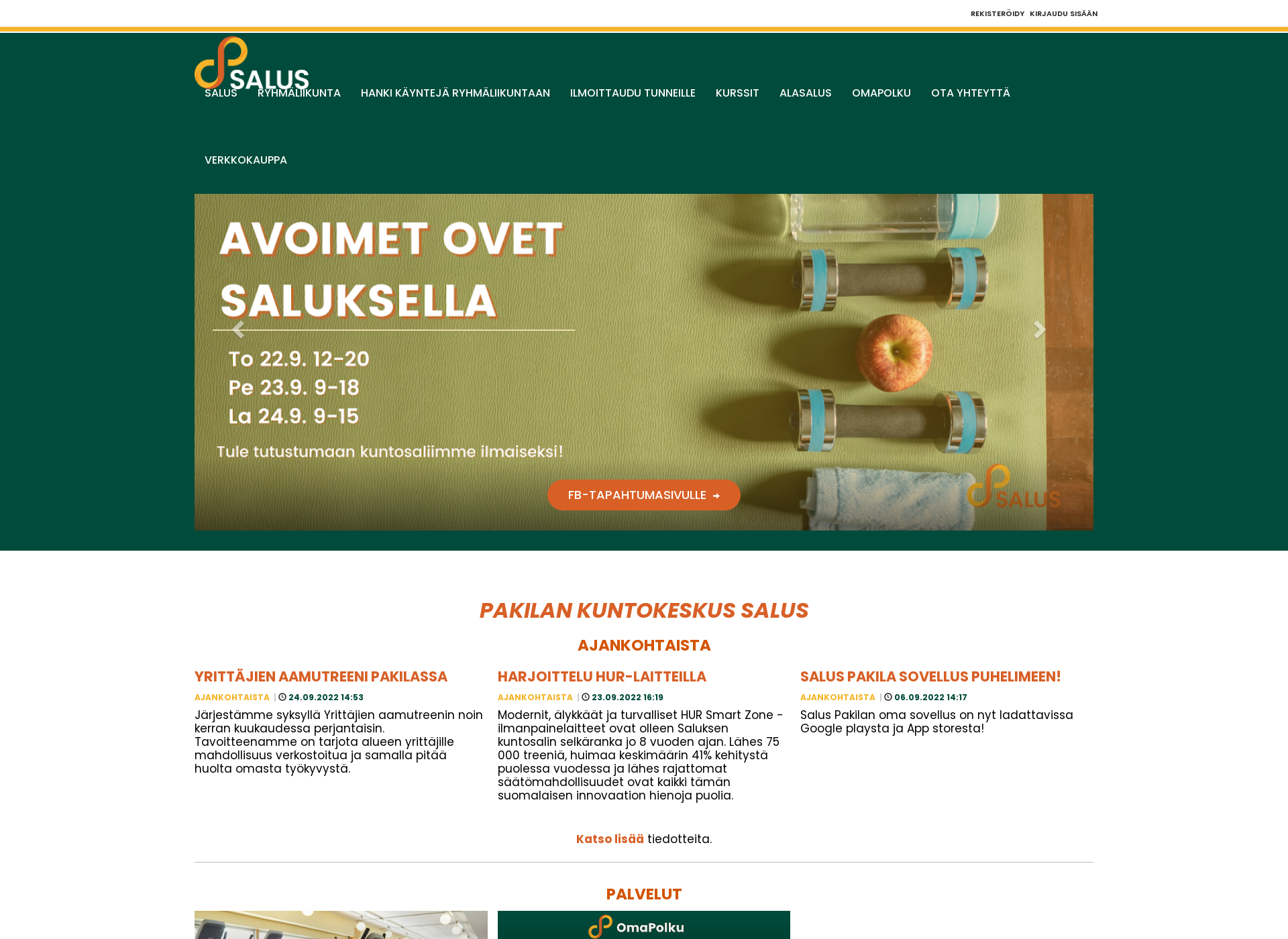 Skärmdump för saluspakila.fi