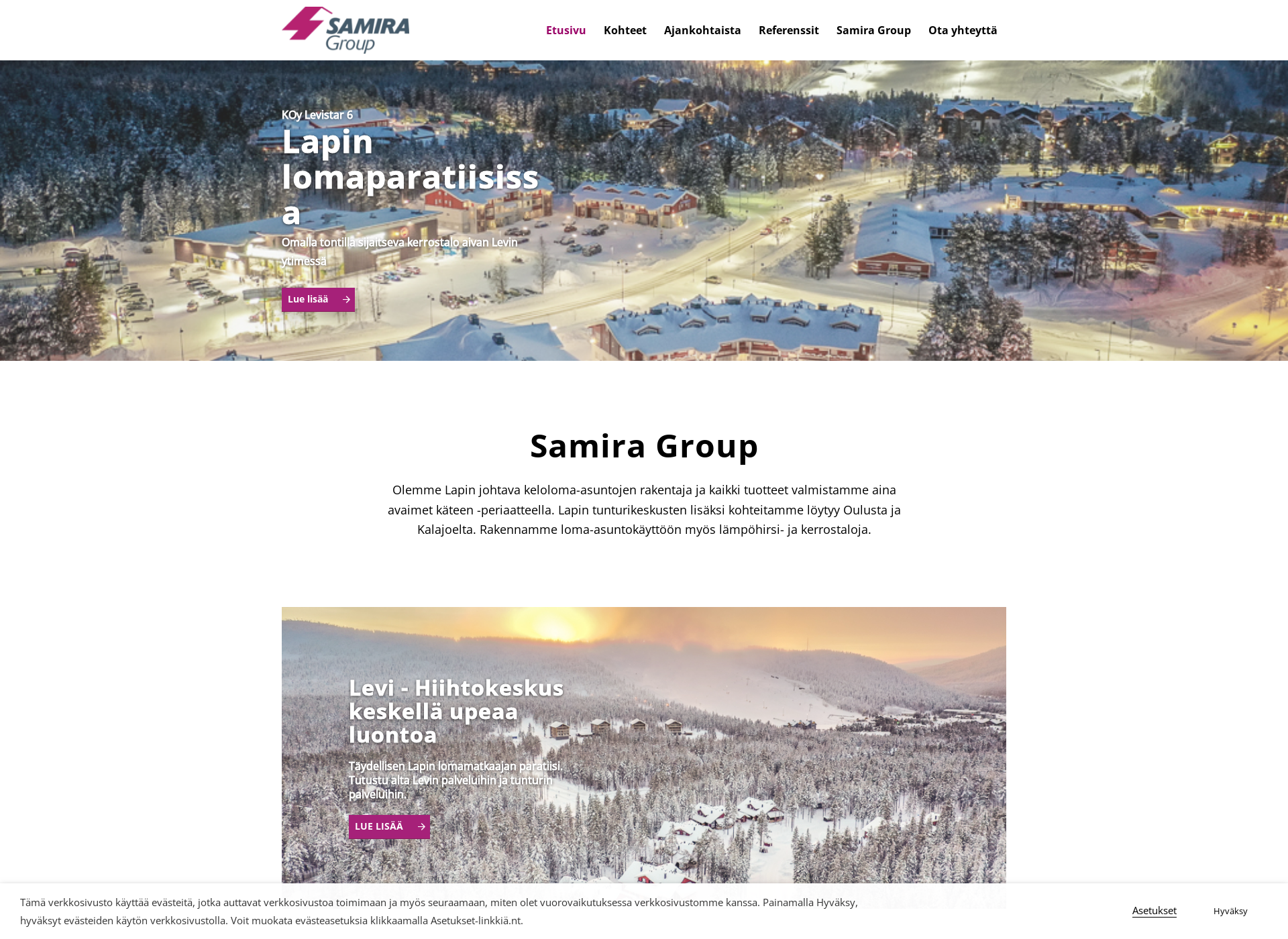 Skärmdump för samira.fi