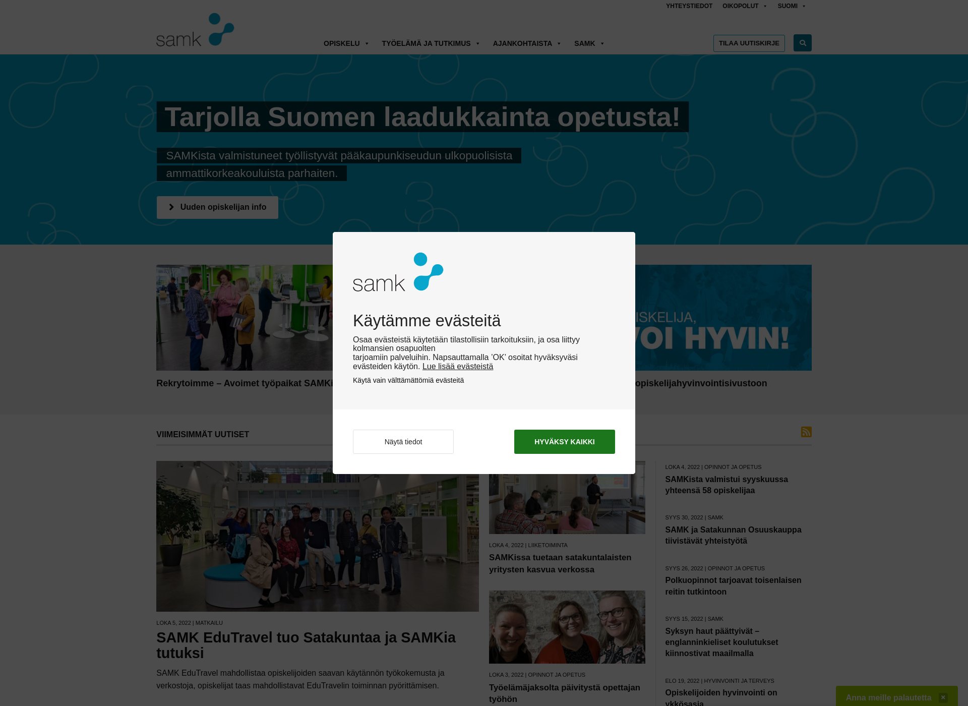 Skärmdump för samk.fi