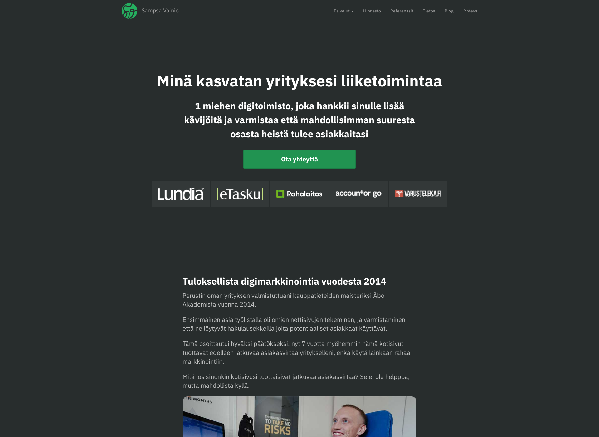 Skärmdump för sampsavainio.fi